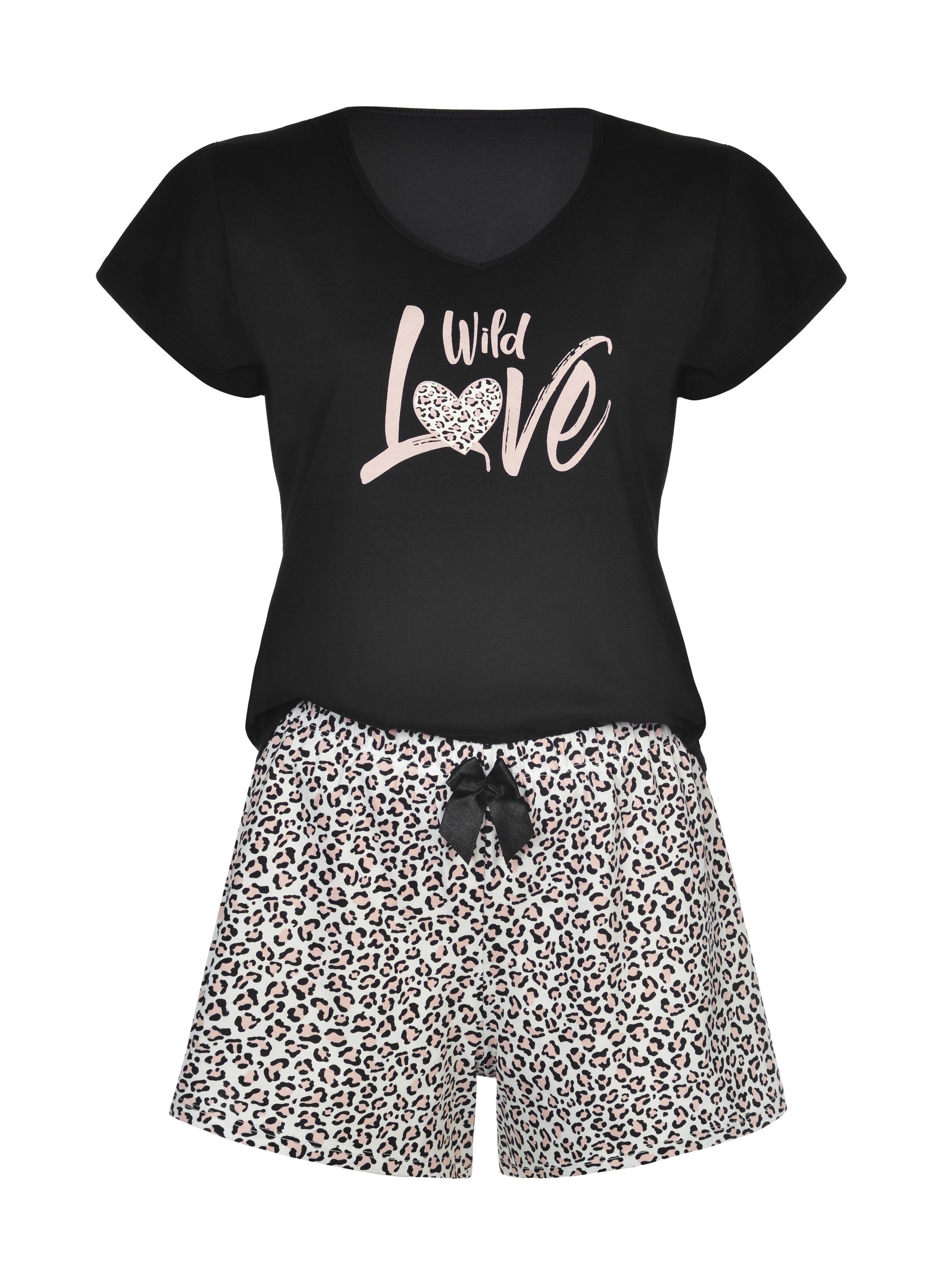 Donna Shorty Schlafanzug Motivdruck WILD-LOVE (Set, 2 tlg., 1 Stück) Leo-Pr günstig online kaufen