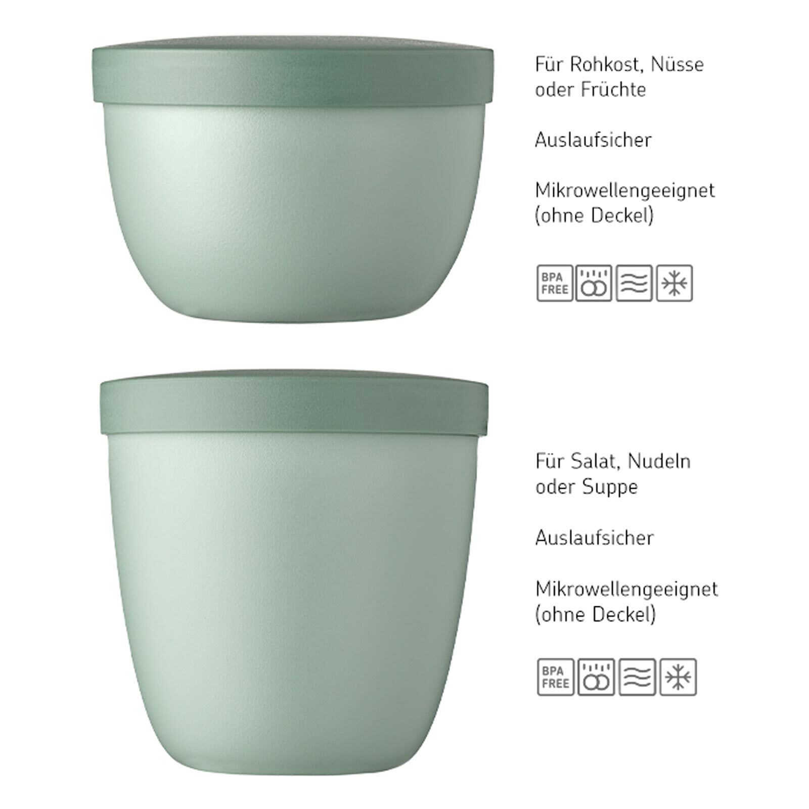 Mepal Lunchbox Ellipse Snackpots 350 & 500 ml 2er Set, Kunststoff, (2-tlg), Spülmaschinengeeignet, Mikrowellengeeignet (ohne Deckel)