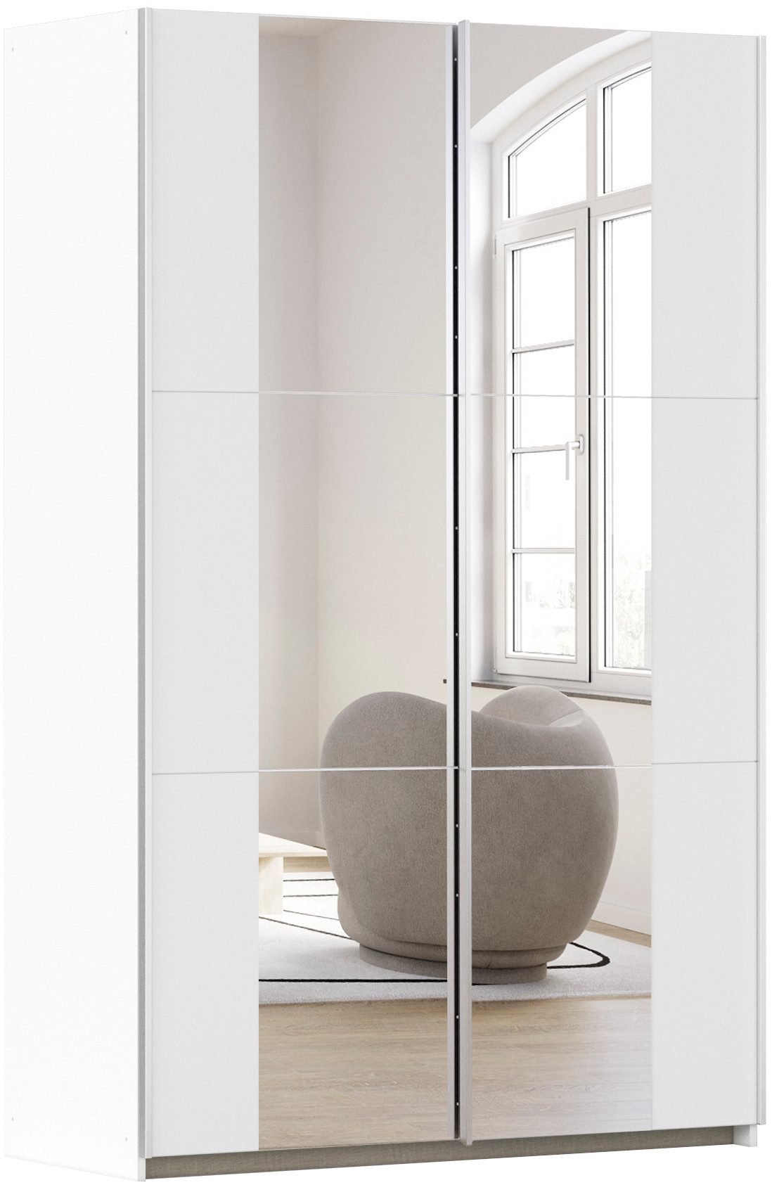 rauch Schwebetürenschrank Kleiderschrank Drehtürenschrank Schrank Garderobe KRONACH (in 3 Ausstattungen BASIC/CLASSIC/PREMIUM, Breiten 131/175/218/261 cm) optional ohne, mit 1 oder 2 Spiegel, viel Stauraum MADE IN GERMANY
