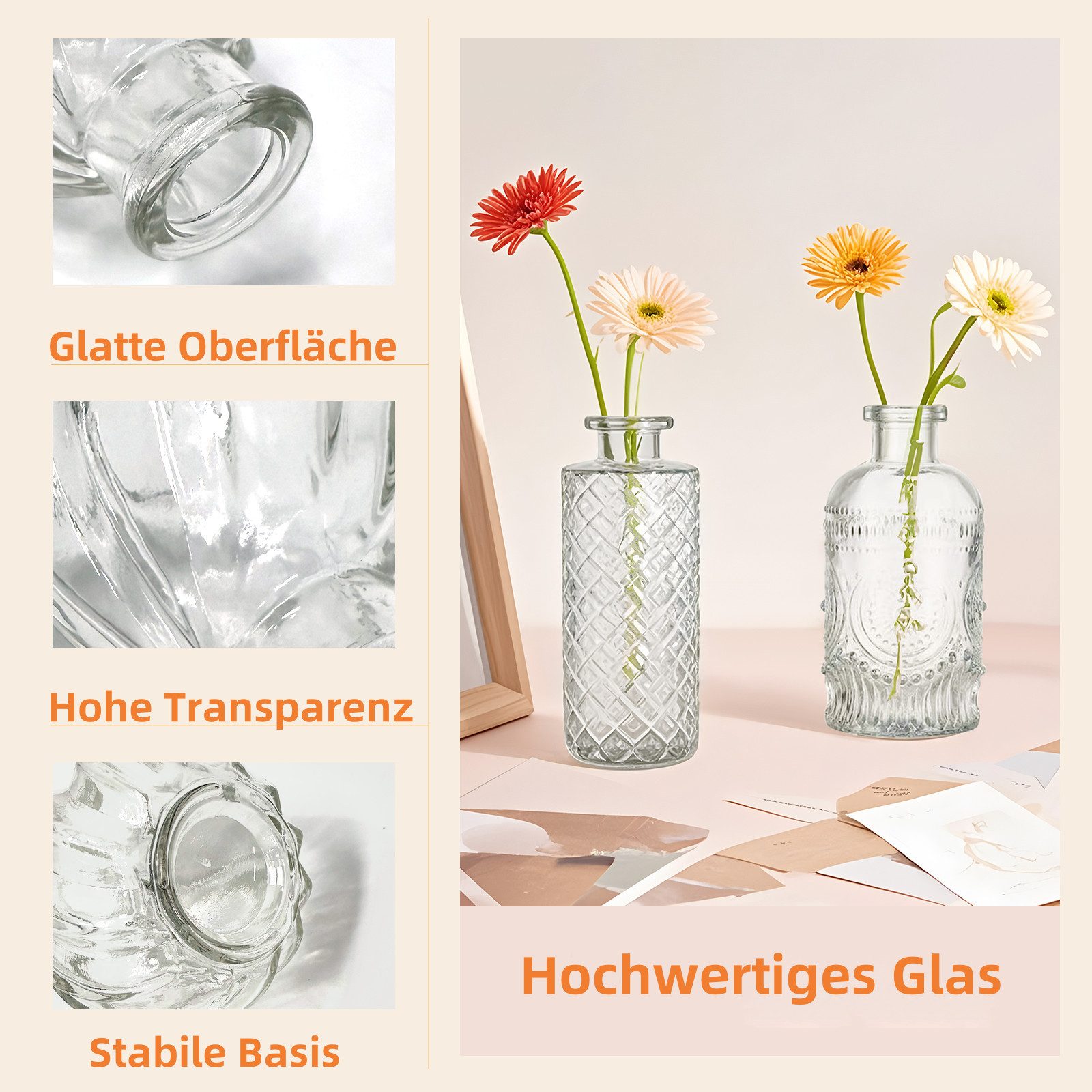 SEHAUSEU Dekovase Vase aus Glas Blumenvase (Set, 16 St) in 16 unterschiedlichen Formen (16 St)