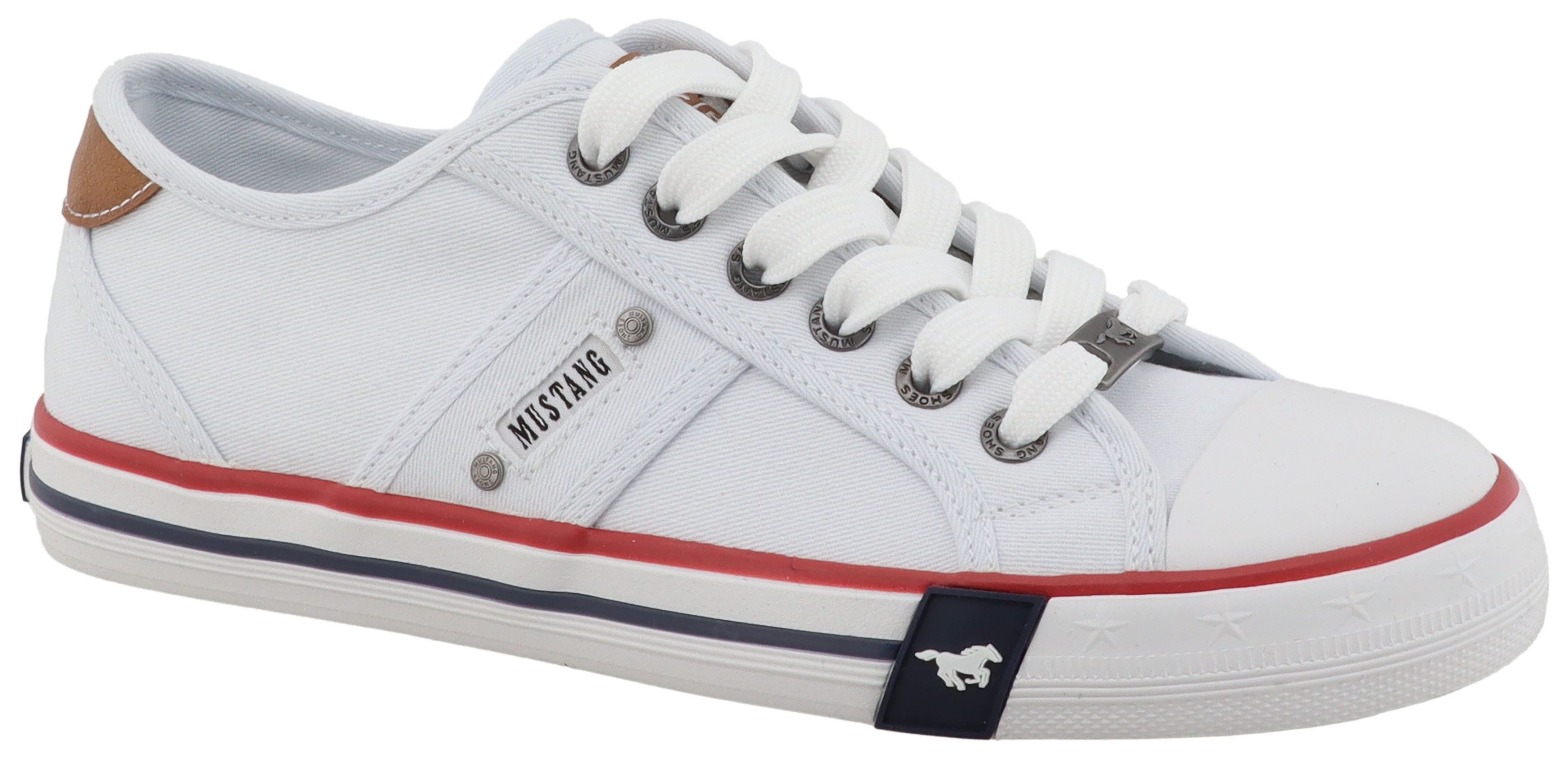 Mustang Shoes Winona Sneaker Freizeitschuh, Halbschuh, Schnürschuh mit seitlichem Logoschriftzug