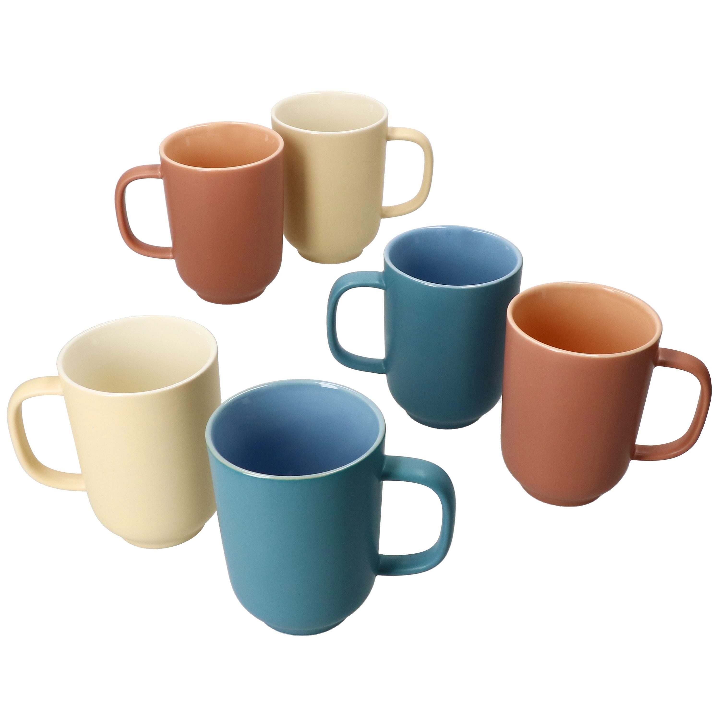 Ritzenhoff & Breker Becher Ritzenhoff 6x Jasper TRIO Kaffeebecher 250ml Tee-Tassen Blau Gelb Rosa, Steingut