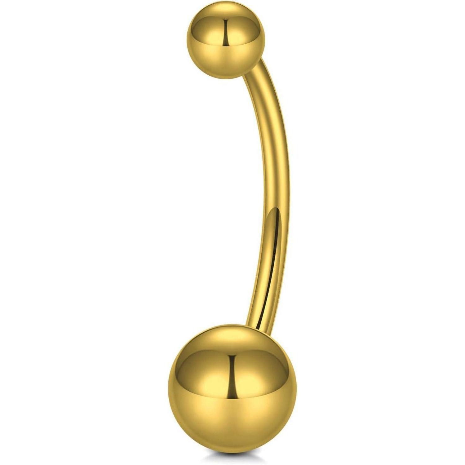 Bauchnabelpiercing Bauchnabelpiercing Stäbe 8 10 12 14 16mm Titanium Silber A-16mm-Gold