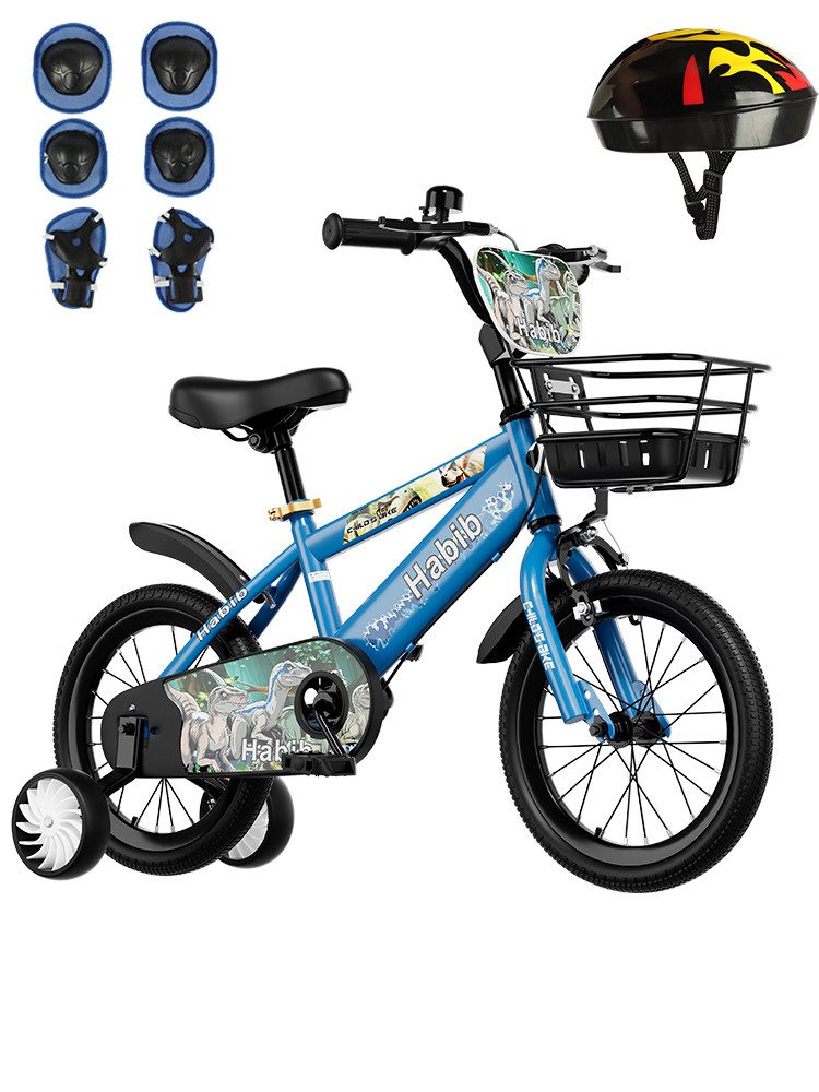 Habib Gruppe Kinderfahrrad Dino Jungen 12 14 16 Zoll ab 3 Jahre, Kinderfahrrad Jungen ab 3 Jahre im Dinosaurier-Design