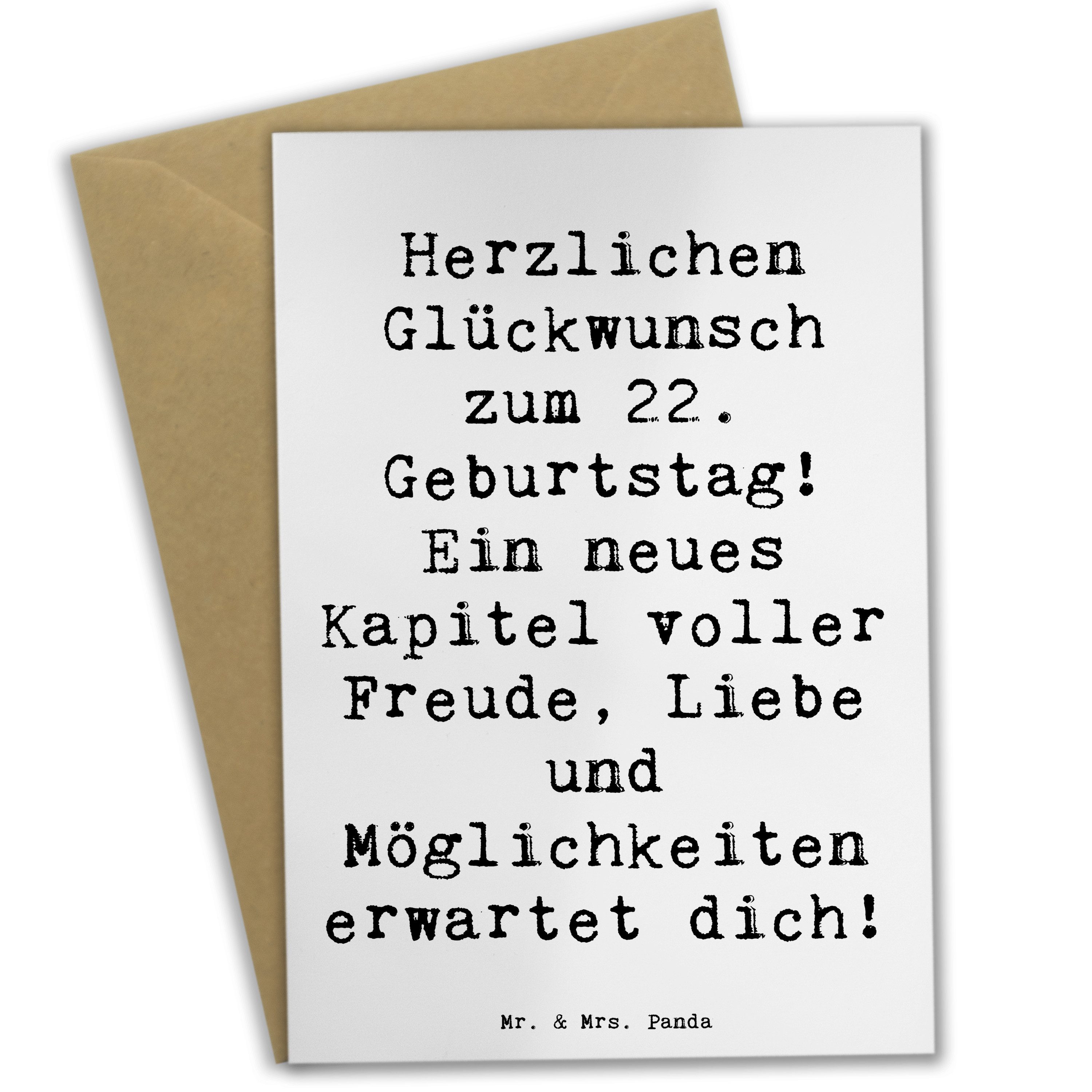 Grußkarte Spruch 22. Geburtstag - Weiß - Geschenk, Erwachsenwerden, Glückwunsch