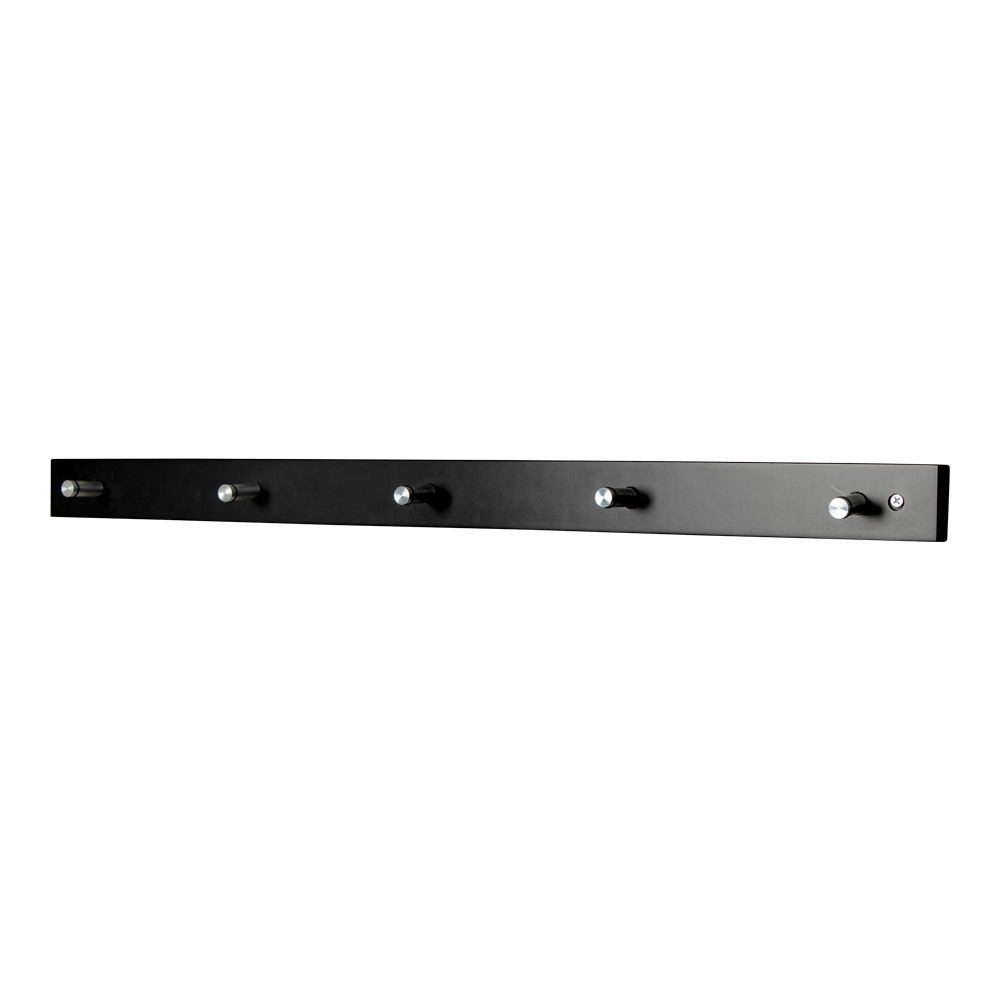 tinkaro Kleiderständer Garderobe Padova 5 Haken 70x5 cm Schwarz, (1 St), Wandhaken aus Massivholz und Stahl für den Flur oder Eingangsbereich