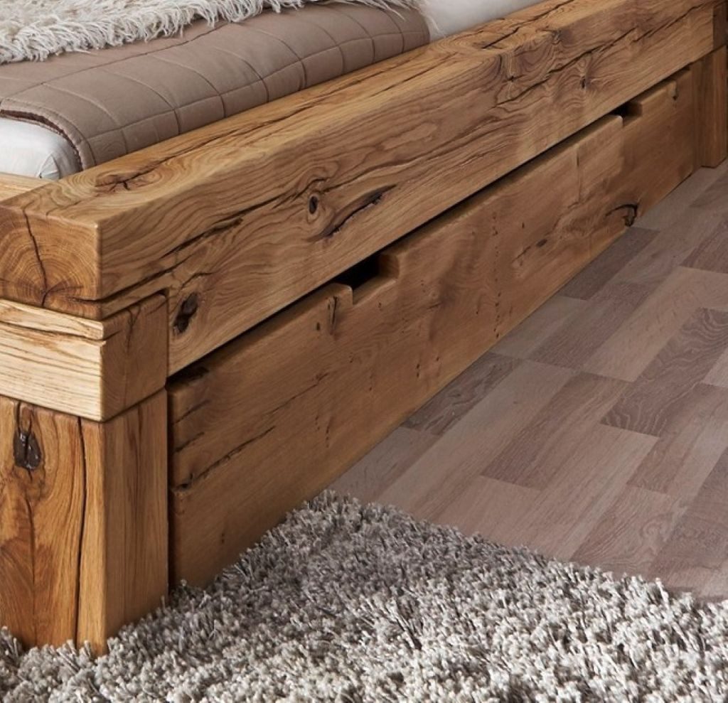Main Möbel Bettschubkasten Schubkasten für Bett 140/160cm "Manuel / Daniel" Wildeiche massiv