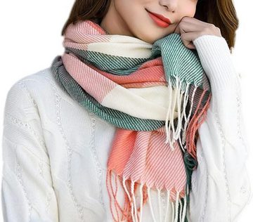 Coonoor Modeschal Karierter Damen Schal mit Fransen, im Oversize Look,für Herbst Winter, ideal für Herbst Winter