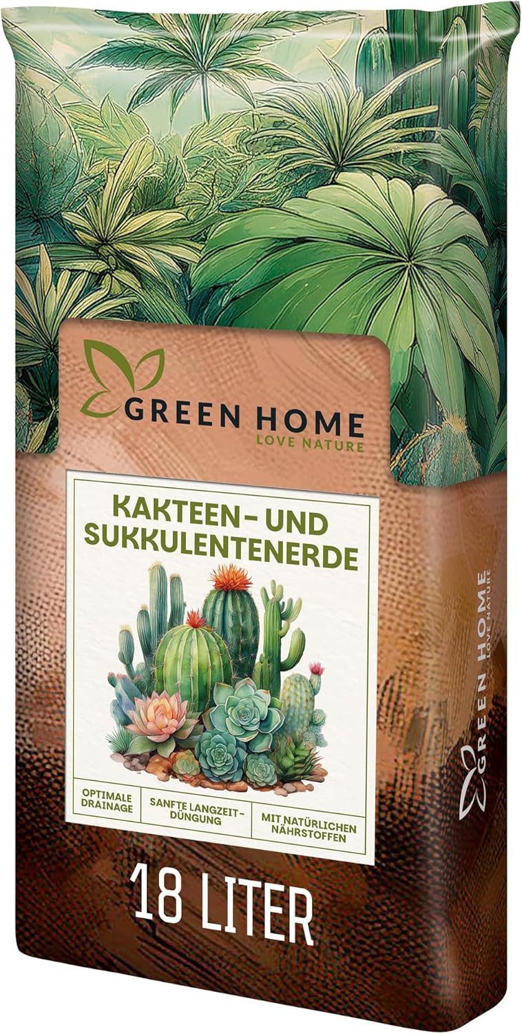 GREEN HOME LOVE NATURE Spezialerde Kakteen & Sukkulenten Erde mit Perlit, langzeitgedüngt, pH 5,8 18 L, 36 L, 72 L, Langzeitdünger, Perlit, Kokosfasern, pH 5,8, gute Drainage