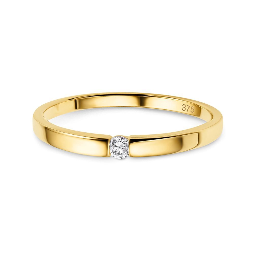 Miore Verlobungsring Damen 9K Gelbgold Solitär Diamant in 0,05ct, 0,10ct, 0,15ct, 0,25ct, in Spannfassung - Echtgold
