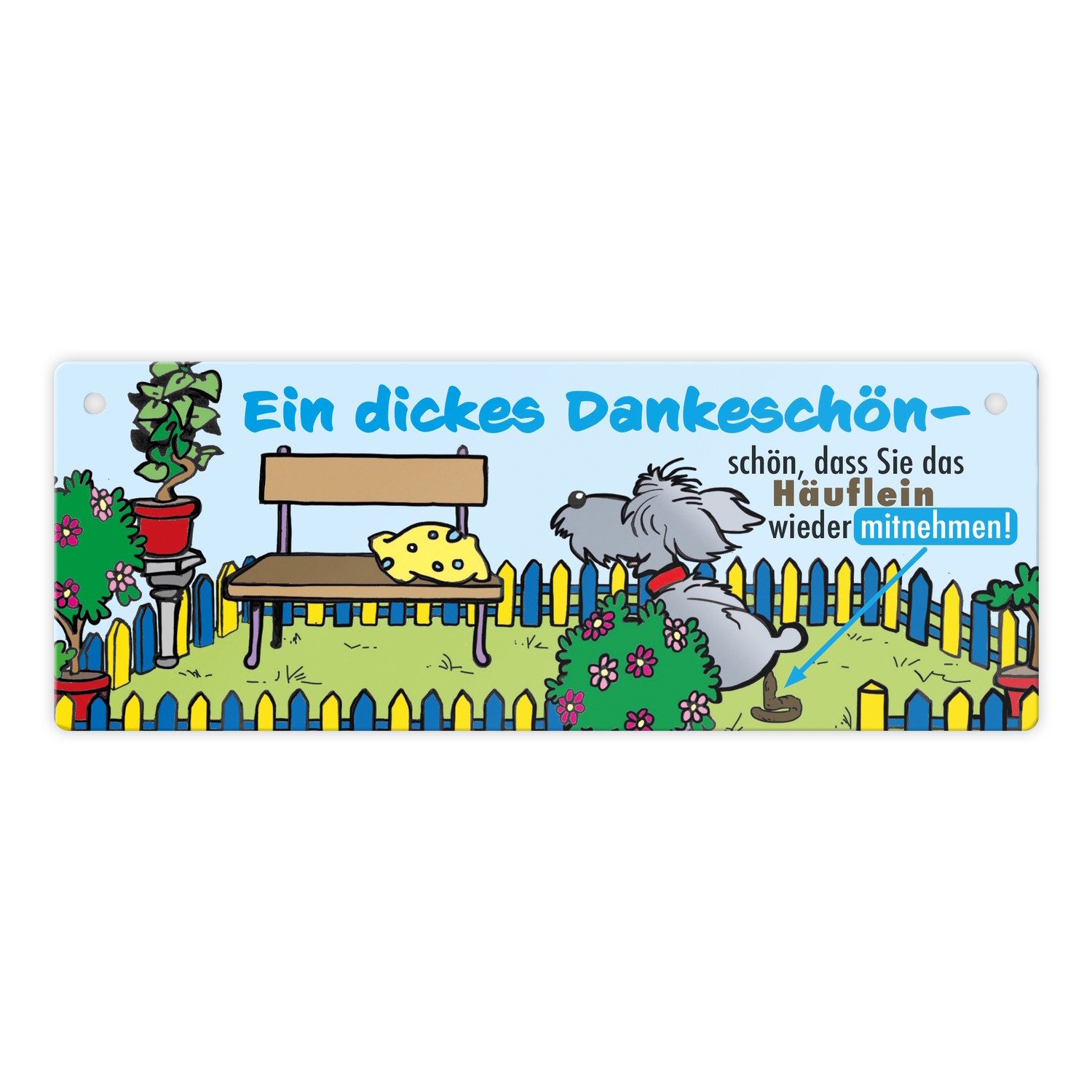 speecheese Metallschild Dankeschön Hundeklo Metallschild als Hinweis für den Garten oder das