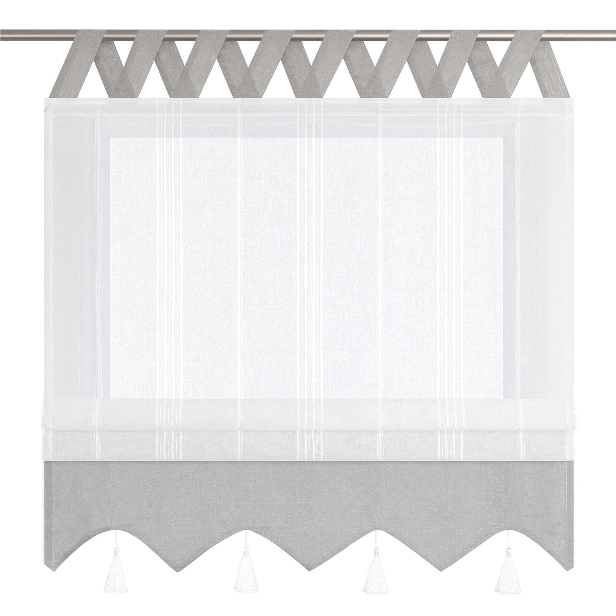 Delien Raffrollo Catrin, Leinenoptick mit V Schlaufen, abgesetzte Blende günstig online kaufen