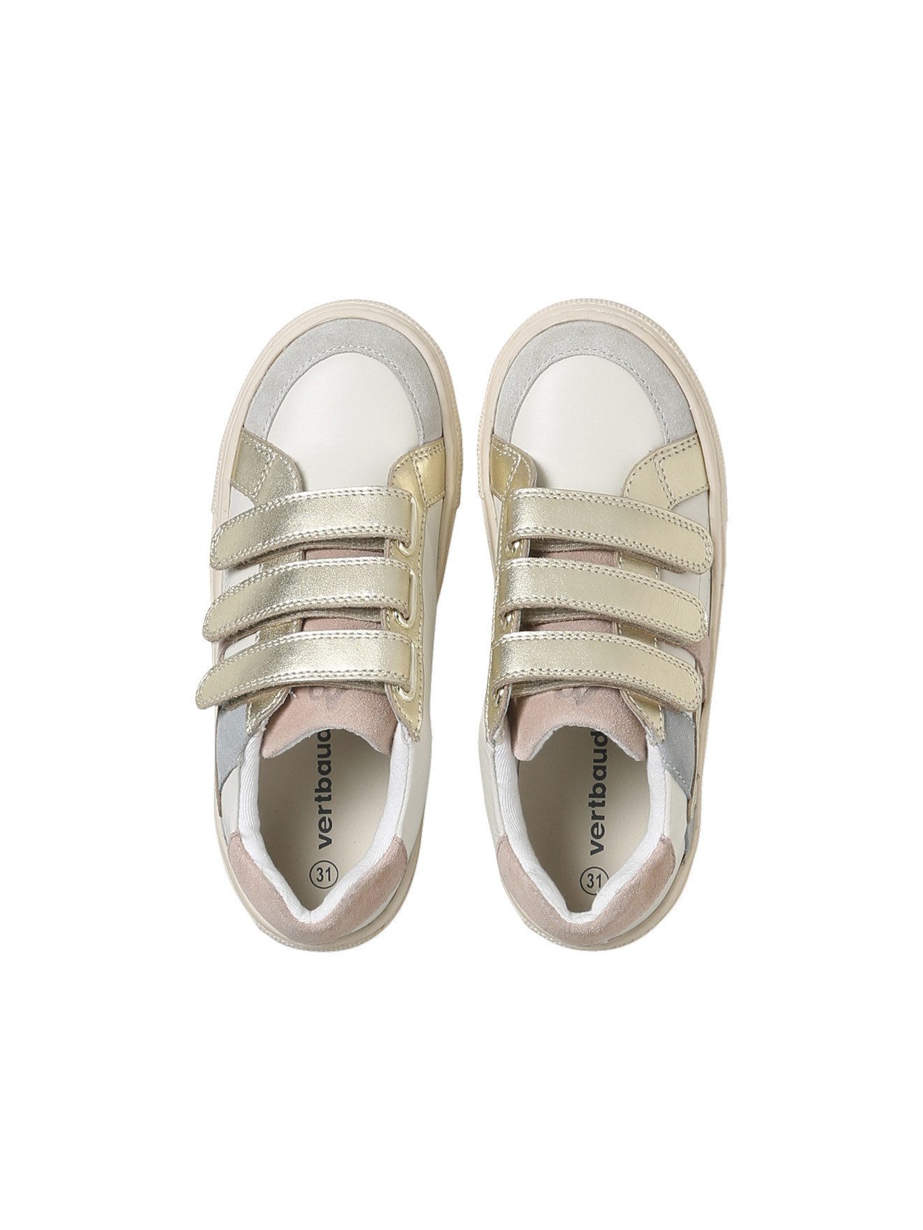 vertbaudet Kinder Leder-Sneakers mit Klett, zweifarbig Sneaker