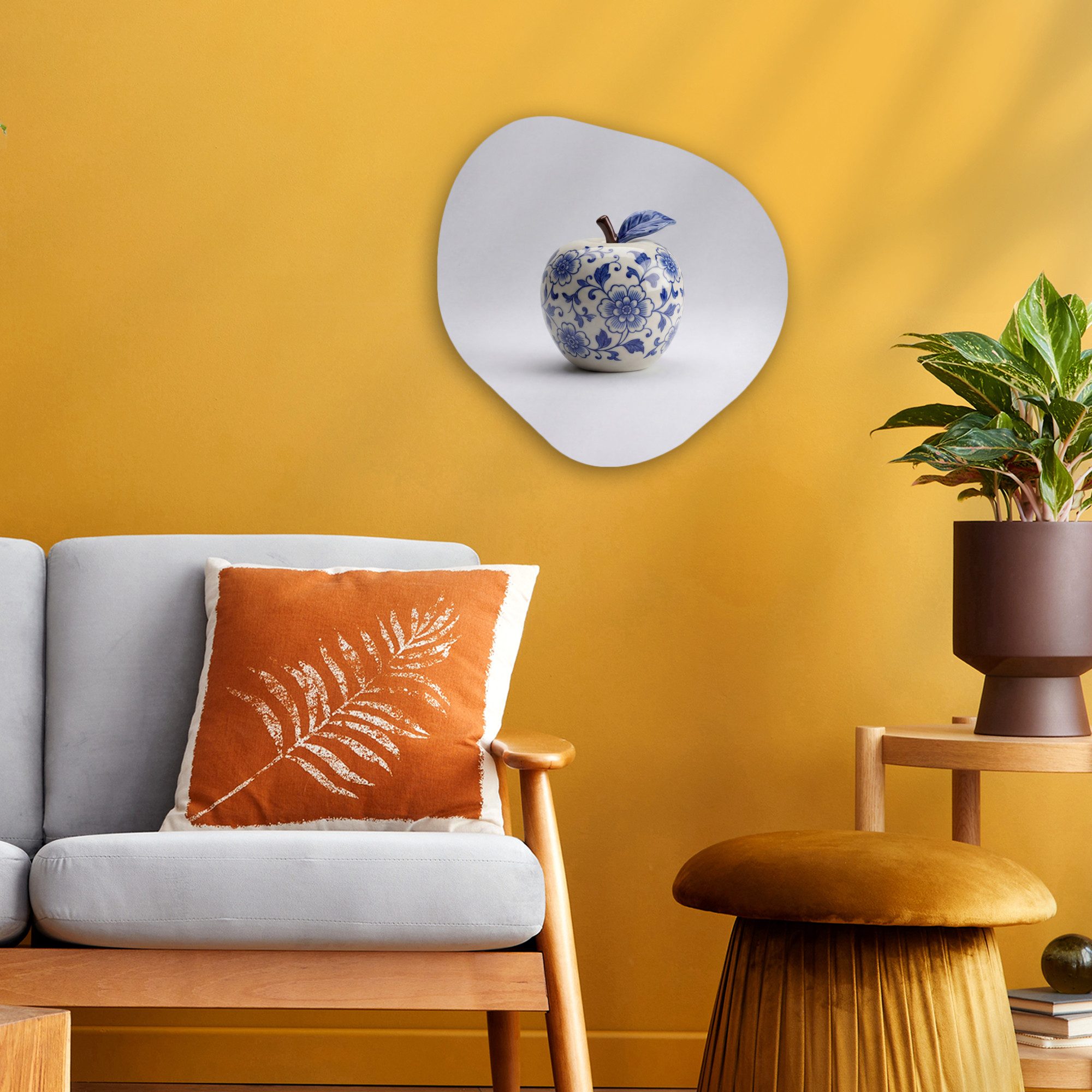 MuchoWow Gemälde Apfel - Blau - Klassisch, Fotodruck (1 St), Wandbild Abstrakt, Wohnzimmer Schlafzimmer Wanddekoration, 40x40 cm
