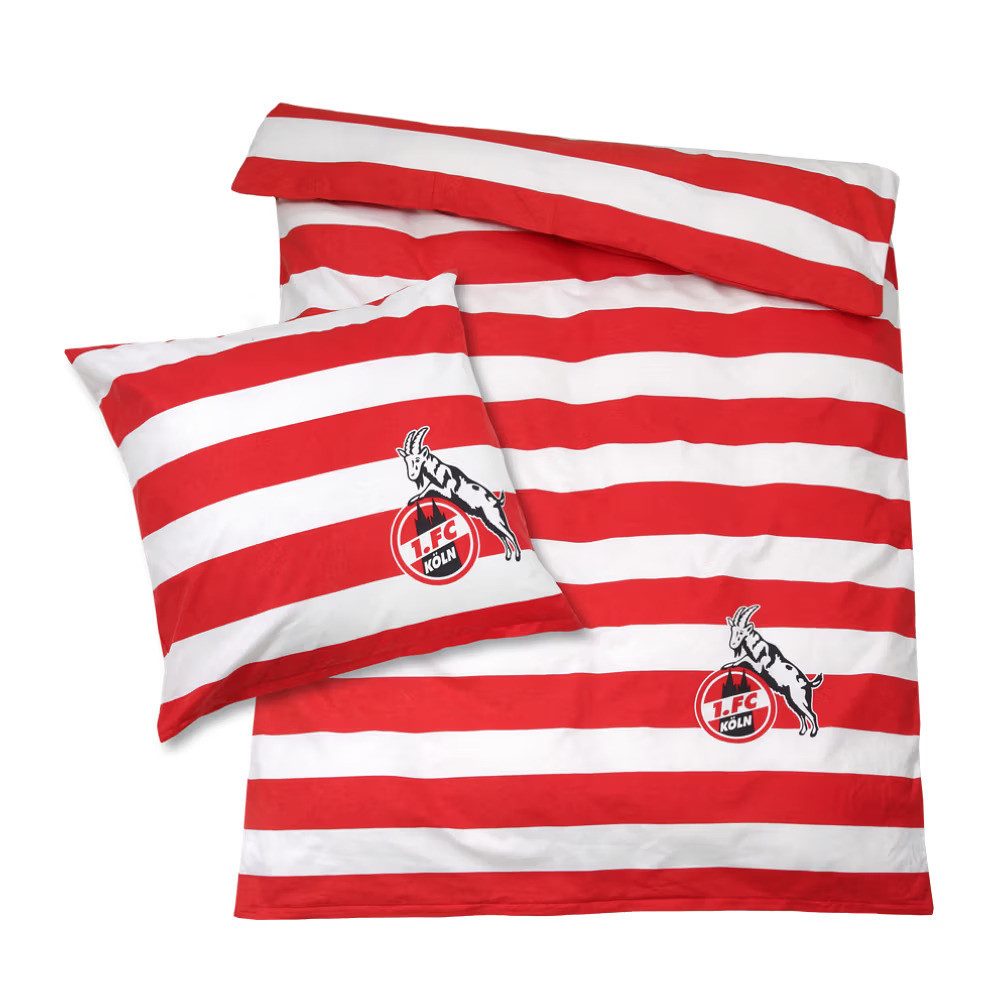 1. FC Köln Bettwäsche, Biber, 2 teilig, 1. FC Köln Design, Blockstreifenmus günstig online kaufen