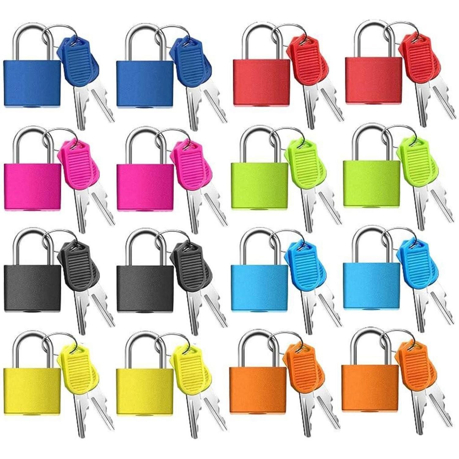 LuxusKollektion Vorhängeschloss Mini Vorhängeschloss mit Schlüssel 16er Set bunt
