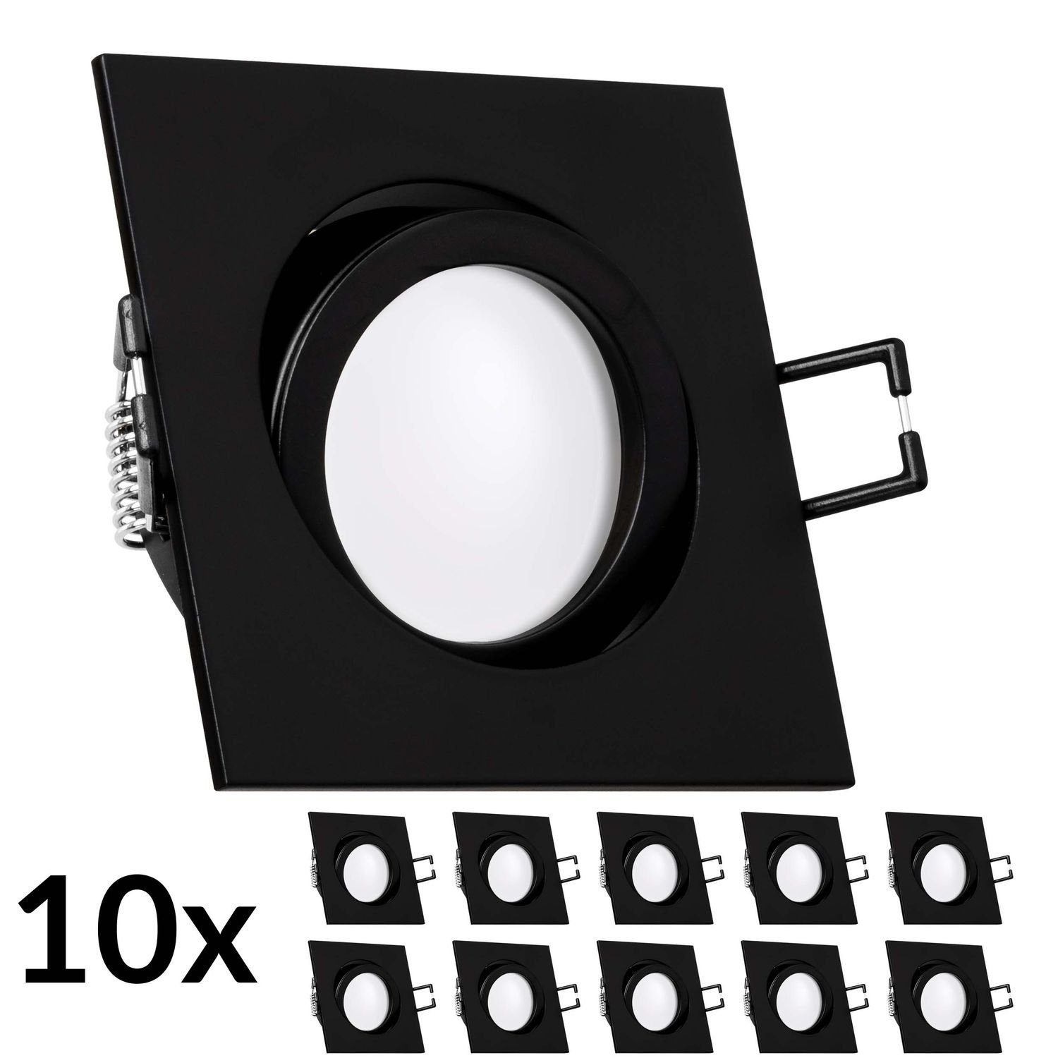 in Einbaustrahler Set RGB schwarz Einbaustrahler mit flach LEDANDO matt LED CCT 10er - extra LED