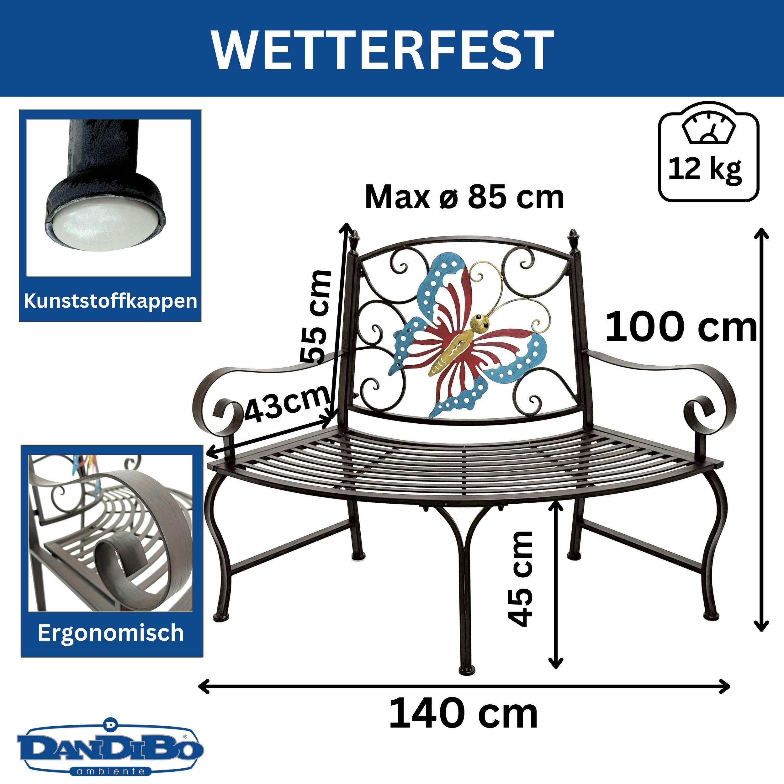DanDiBo Gartenbank Halbrund Wetterfest Metall Braun 96594, Viertelkreis Eis günstig online kaufen