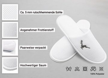 ZOLLNER Pantoffel (10-tlg) Universalgröße, Hirscheinstickung auf Kappe, 100% Polyester