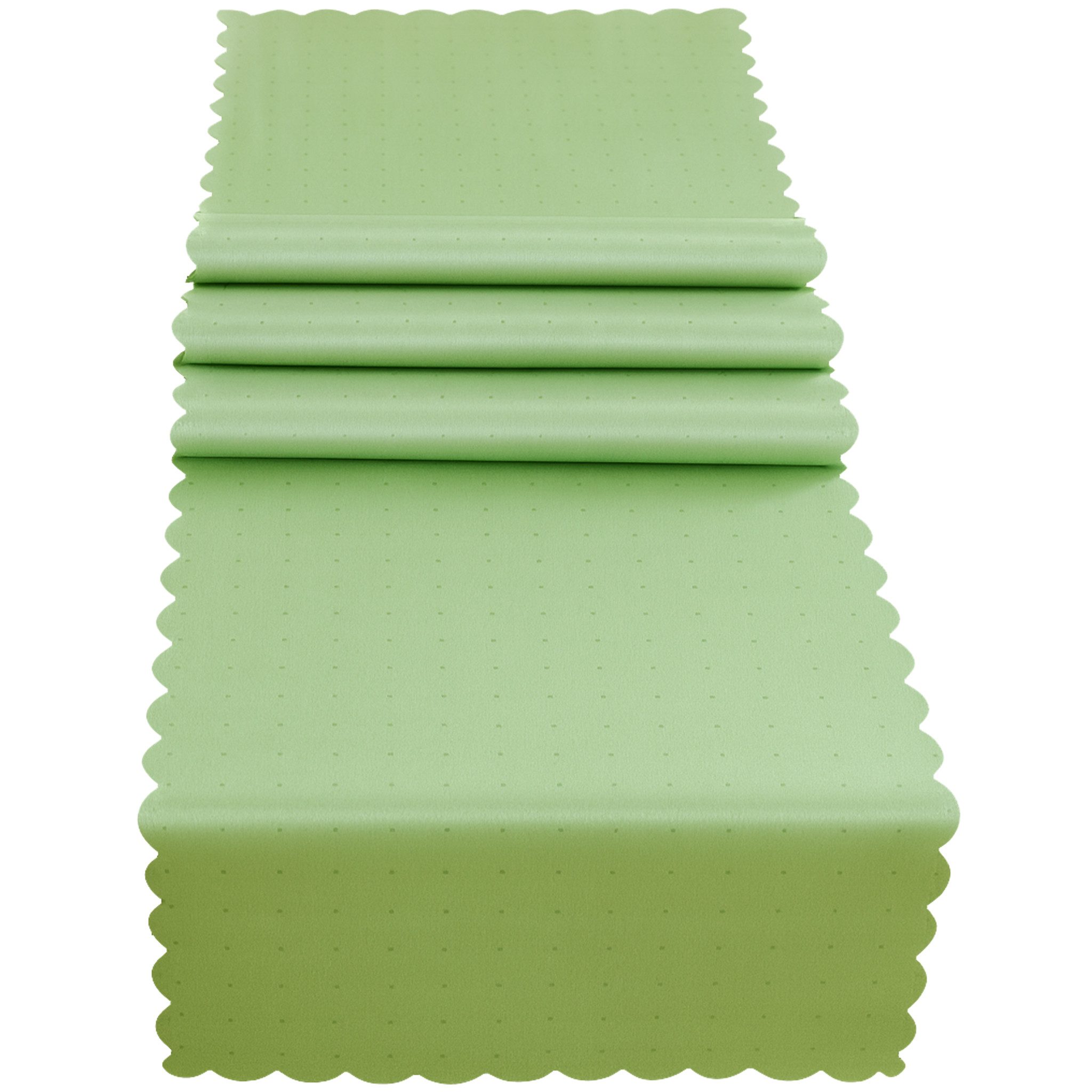 matches21 HOME & HOBBY Tischdecke Tischläufer 40 x 150 cm in Hellgrün für Esstisch & Küche (1-tlg), Waschbare Mitteldecke mit gewelltem Rand