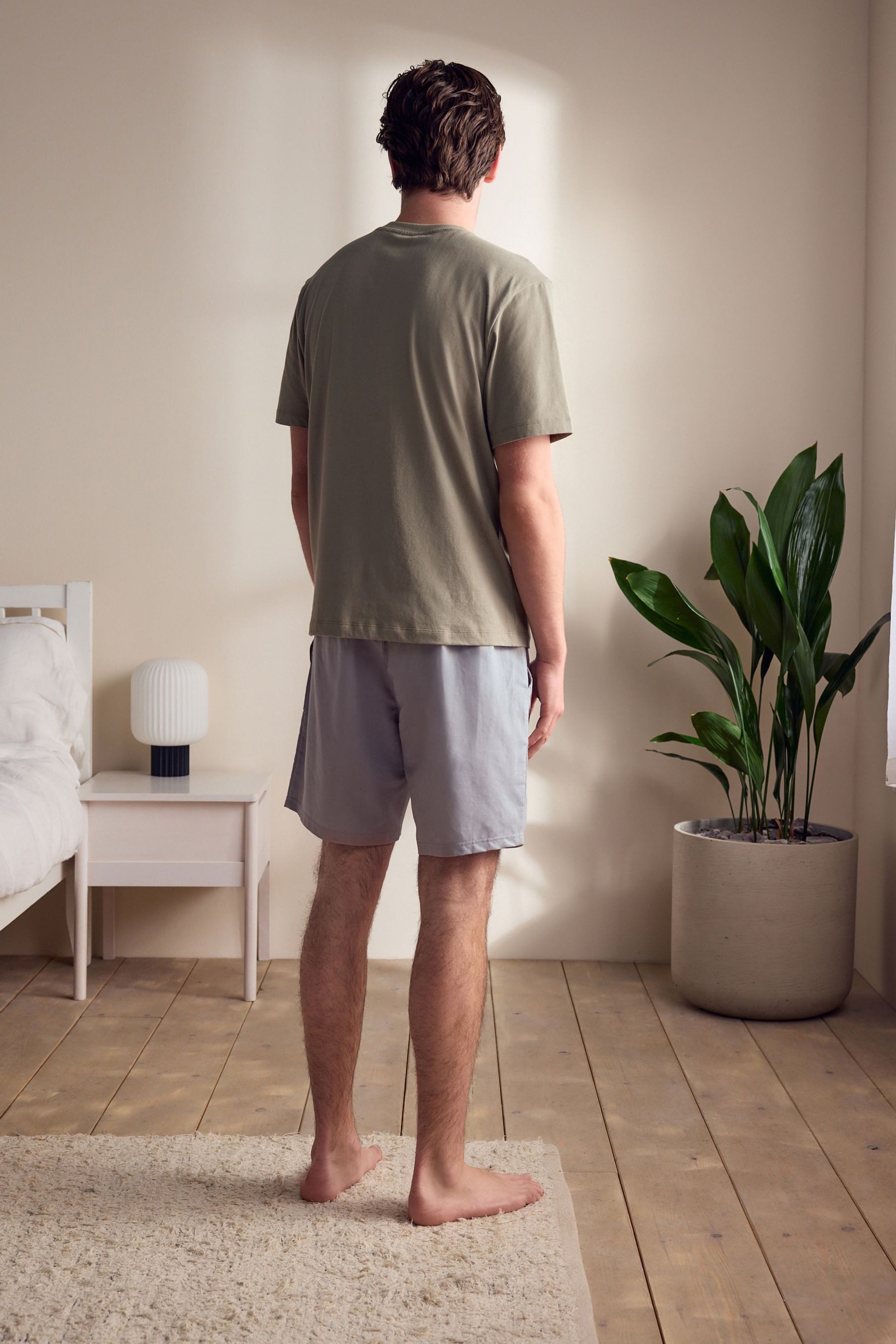 Next Pyjama Kurzer Schlafanzug aus Leinengemisch (2 tlg)