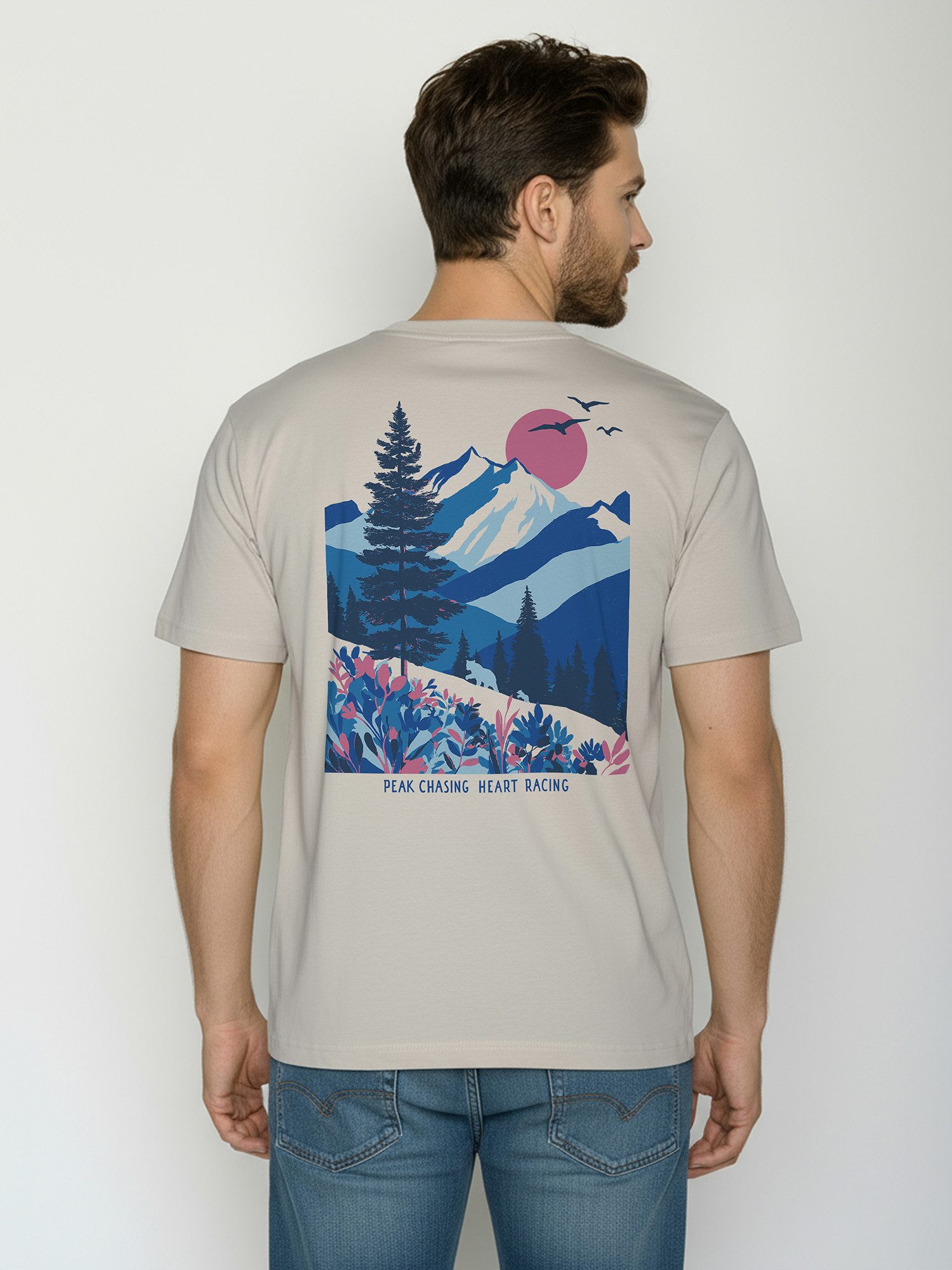 GREENBOMB T-Shirt Fusion Mountain Bloom (1-tlg., 1) Fusion Fit, weiter und länger geschnitten, Bio-Baumwolle