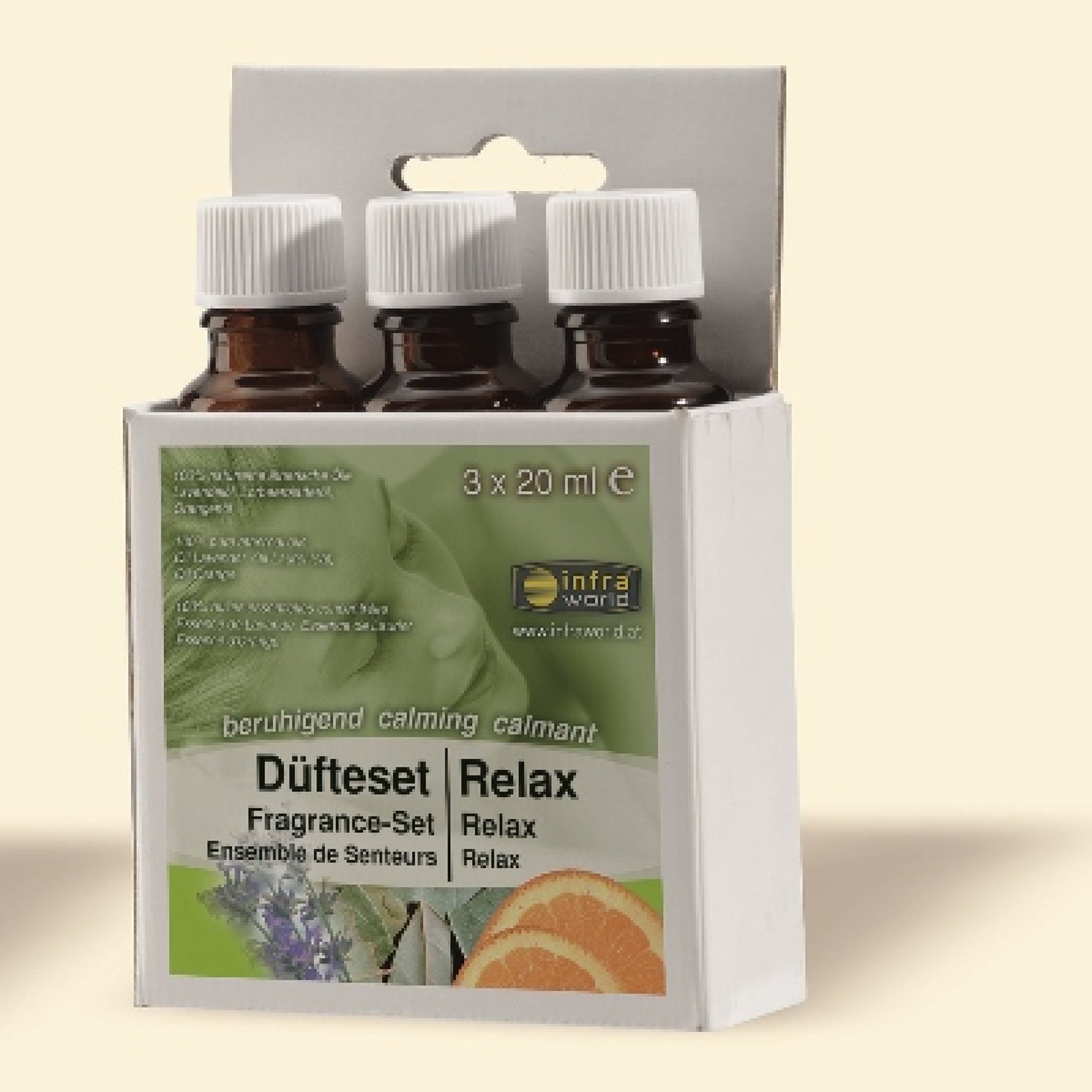 Infraworld Aufgusskonzentrat Infraworld Sauna Düfteset Relax 3 x 20 ml Saunaaufguss Saunaduft