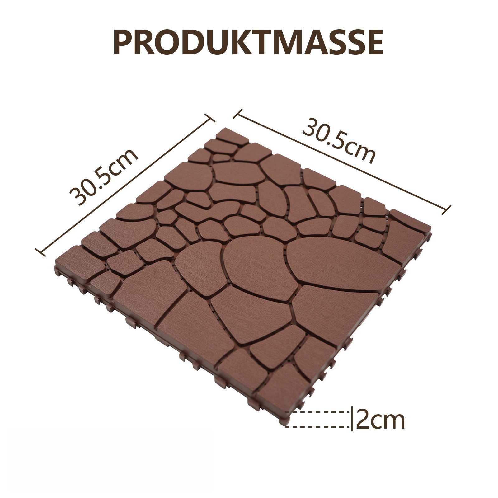 GLIESE Terrassendielen Terrassenfliesen Set im Klicksystem, 30,5 x 30,5 x 2 cm, (44-St) – Bild 2 von 5