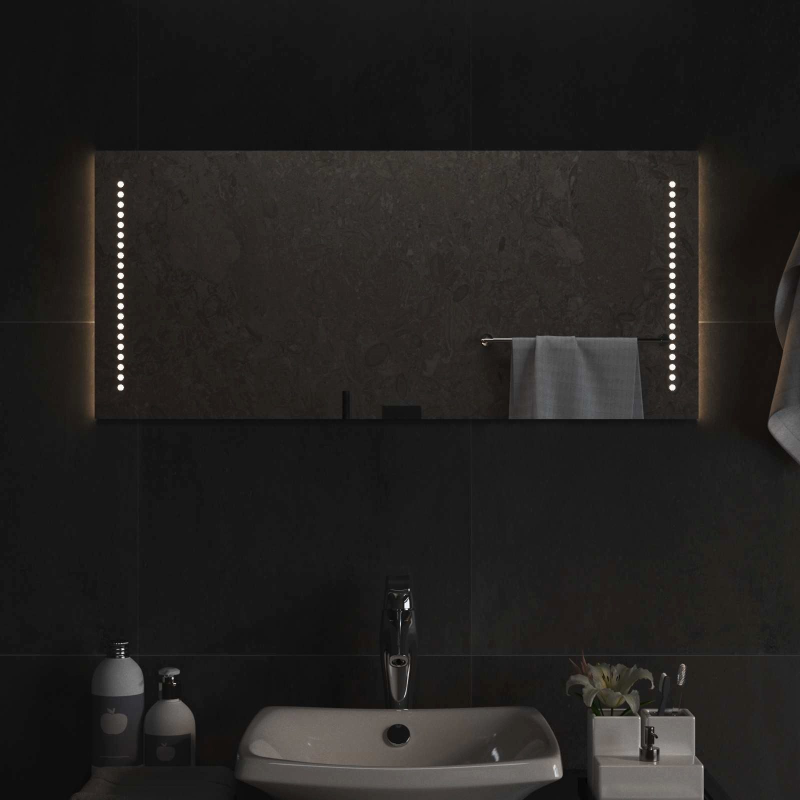 vidaXL Spiegel LED-Badezimmerspiegel Transparent 90 x 40 cm Gehärtetes Glas (1-St)