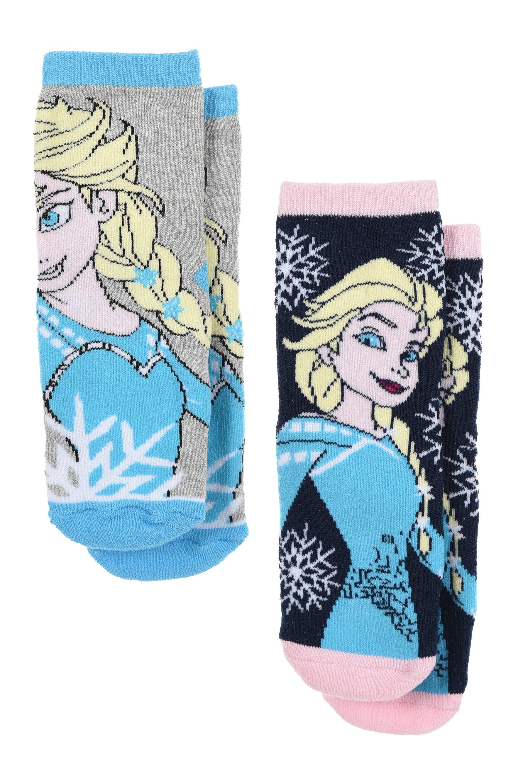 Disney Frozen ABS-Socken Eiskönigin Kinder Mädchen Socken 2 Paar  Gumminoppen Stopper-Socken Strümpfe (2-Paar) mit anti-rutsch Noppen
