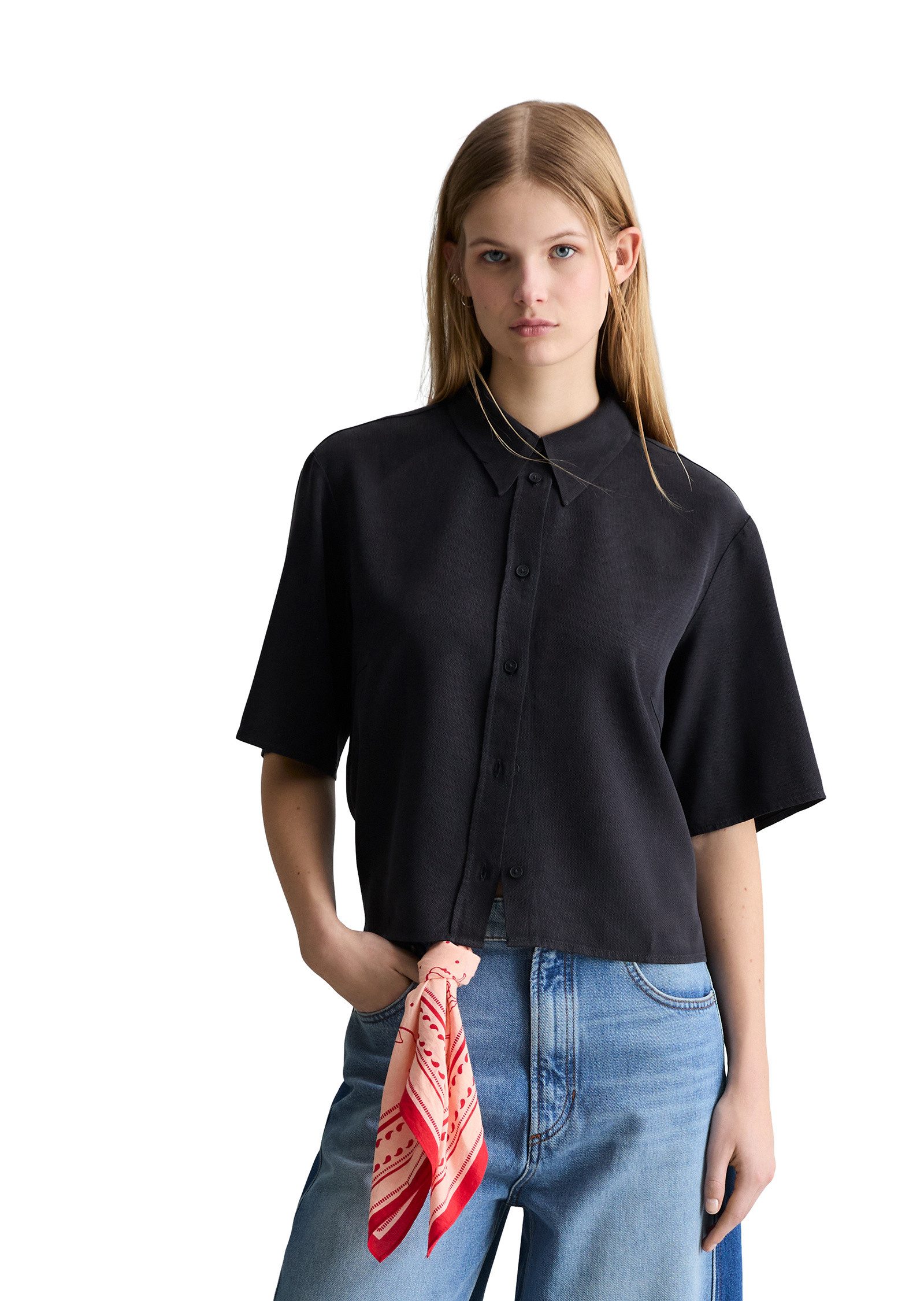 Marc O'Polo DENIM Kurzarmbluse aus TENCEL™ Lyocell