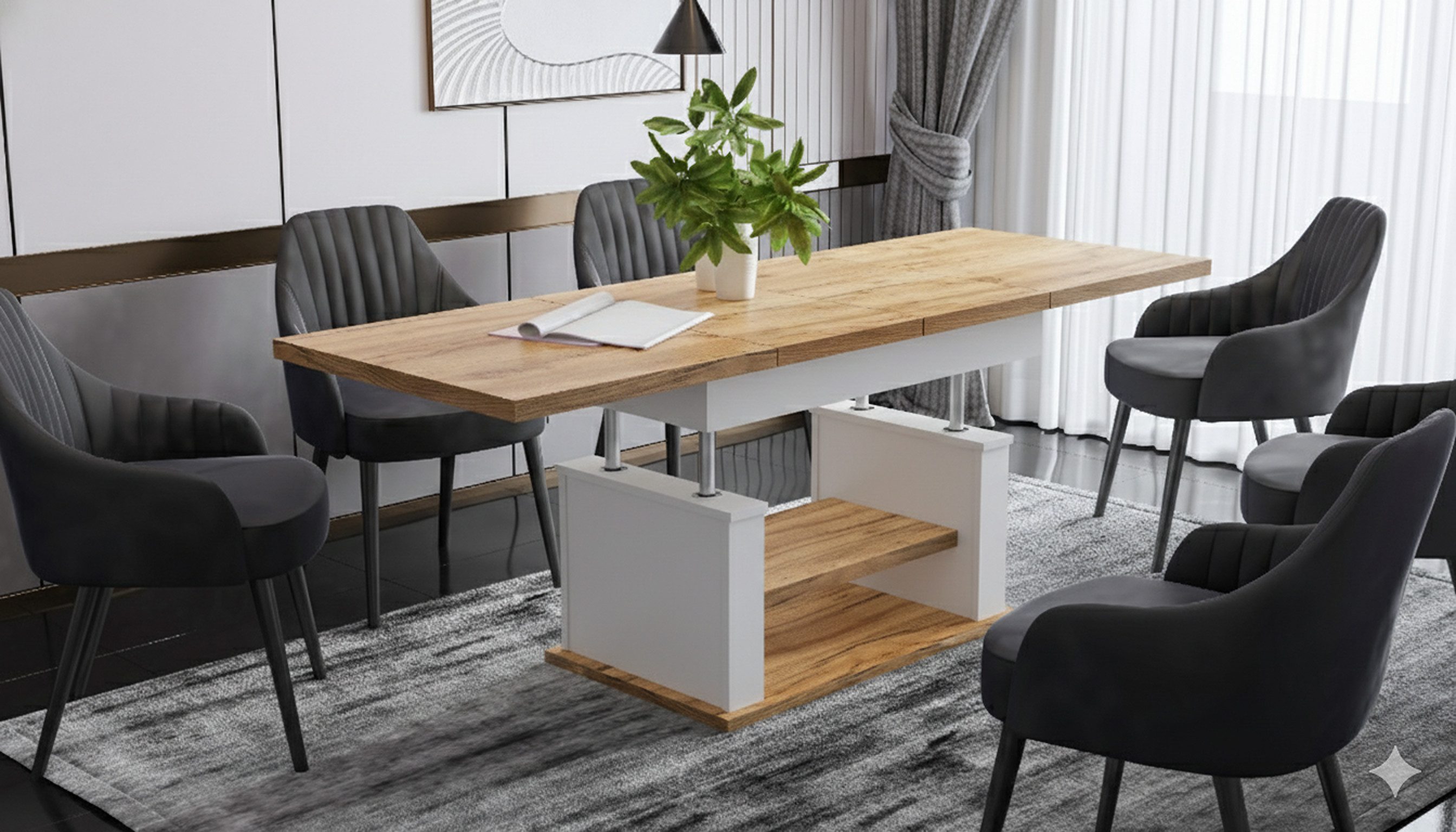 designimpex Couchtisch DA-666 Couchtisch höhenverstellbar ausziehbar Esstis günstig online kaufen