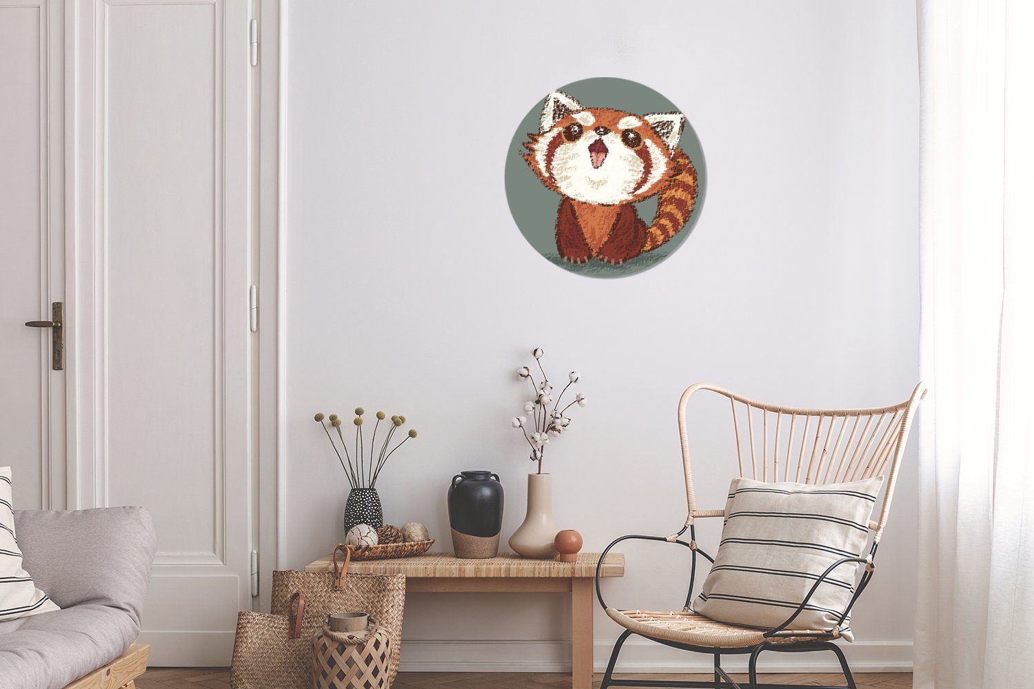 Pandas MuchoWow eines Wohnzimmer (1 Illustration Tapetenaufkleber, kleinen Wandsticker Tapetenkreis St), Rund, Eine für Kinderzimmer,