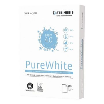 STEINBEIS Recyclingpapier Pure White, Format DIN A4, 80 g/m², 90 CIE, 500 Blatt