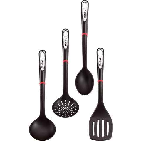 Tefal Kochbesteck-Set Ingenio (Set, 4-tlg), Passierlöffel/Kochlöffel/Pfannenwender/Schöpfkelle, spülmaschinenfest