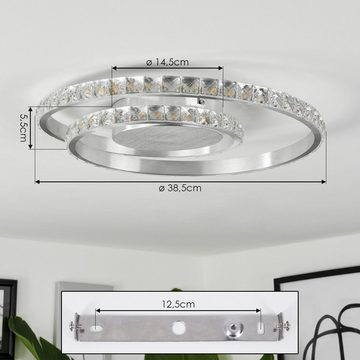 hofstein Deckenleuchte »Paladon« geschwungene Deckenlampe, Metall/Kunststoff, Aluminium/Klar, 3000 Kelvin, dimmbar über Lichtschalter, (38,5cm), LED 23,5 Watt, 1950 Lumen