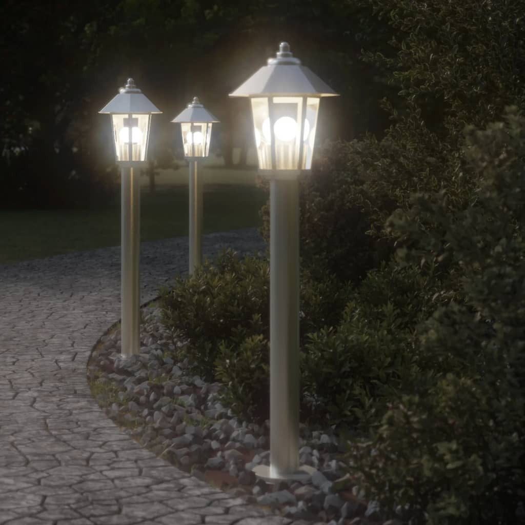 furnicato Stehlampe Wegeleuchte 80 cm Silbern, IP44-geschützte Pollerleuchte mit Diffusor für deinen Garten