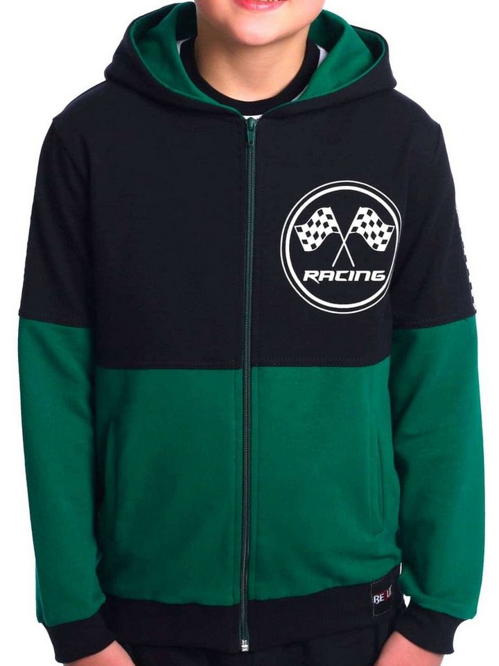 BEZLIT Kapuzensweatjacke Jungen Sweatjacke mit Motiv Druck (1-tlg) zwei  farbig, Rennfahnen