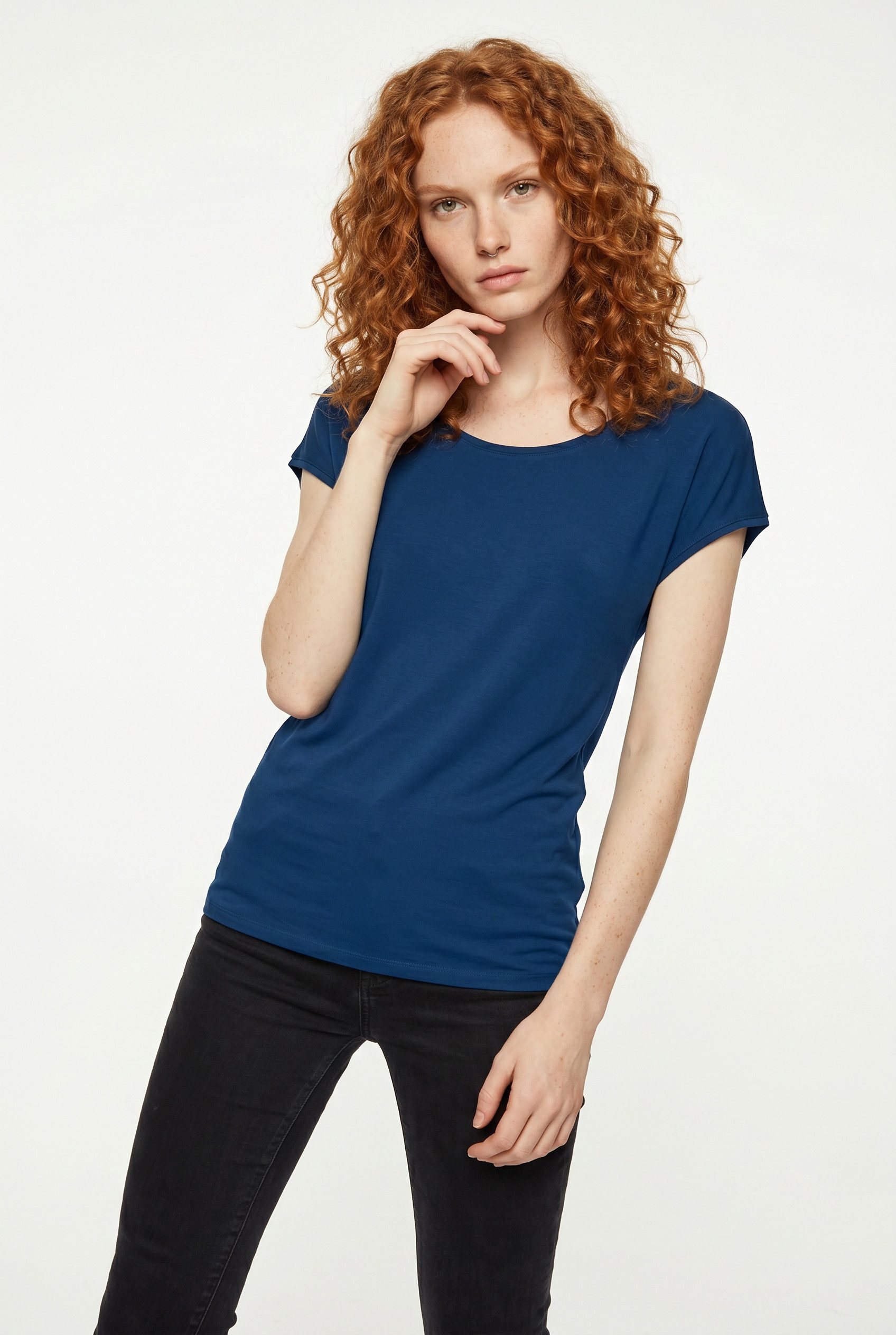 Vero Moda T-Shirt VMAVA PLAIN SS TOP JRS NOOS Materialmix, regular fit