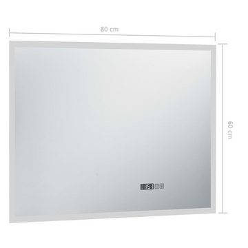 vidaXL Spiegel LED-Badspiegel mit Berührungssensor und Zeitanzeige 80x60 cm (1-St)