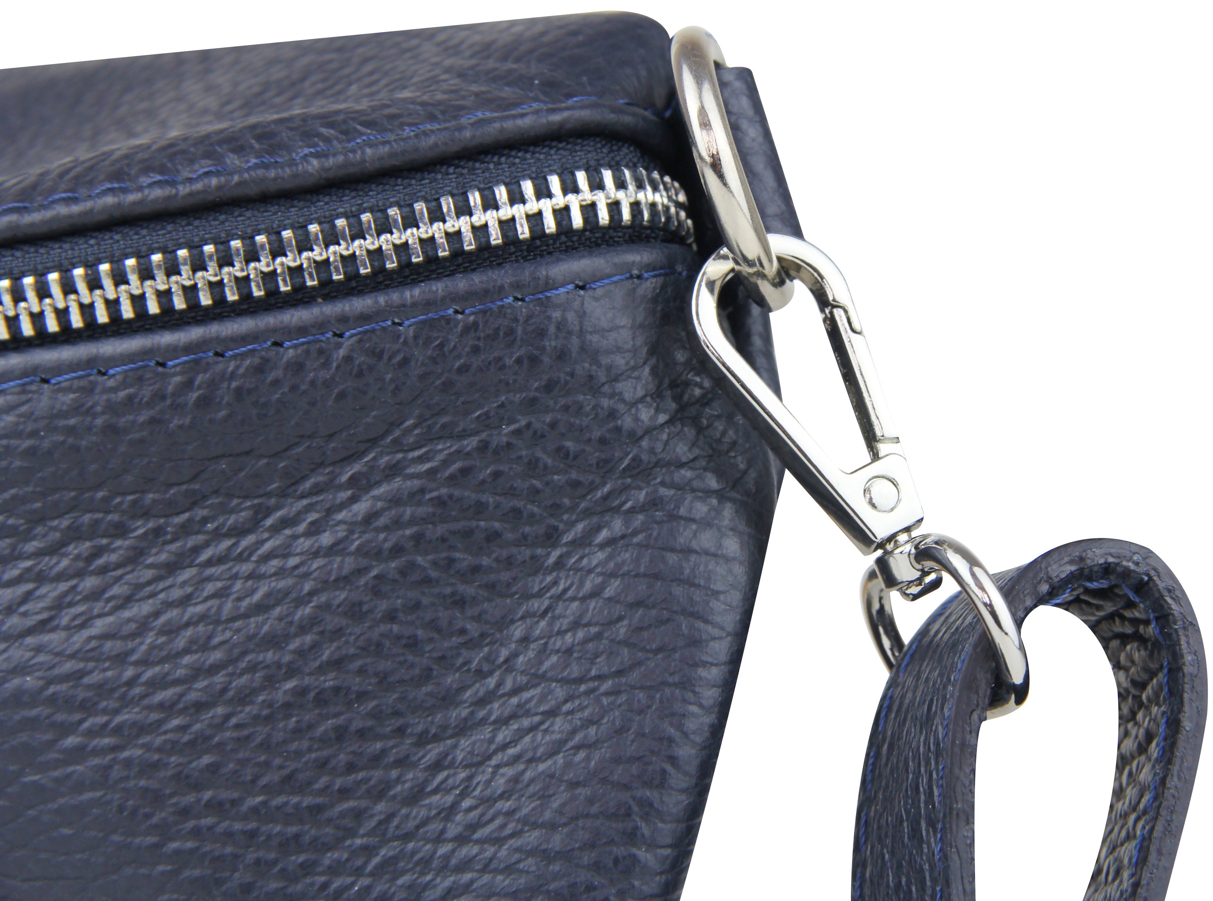 Frentree Umhängetasche Damen aus Echtleder, Made in Italy, Crossbody Schulter/Bauchtasche, mit silbernem Reißverschluss, verstellbarer Schulterriemen, Größe Max – Bild 4 von 5