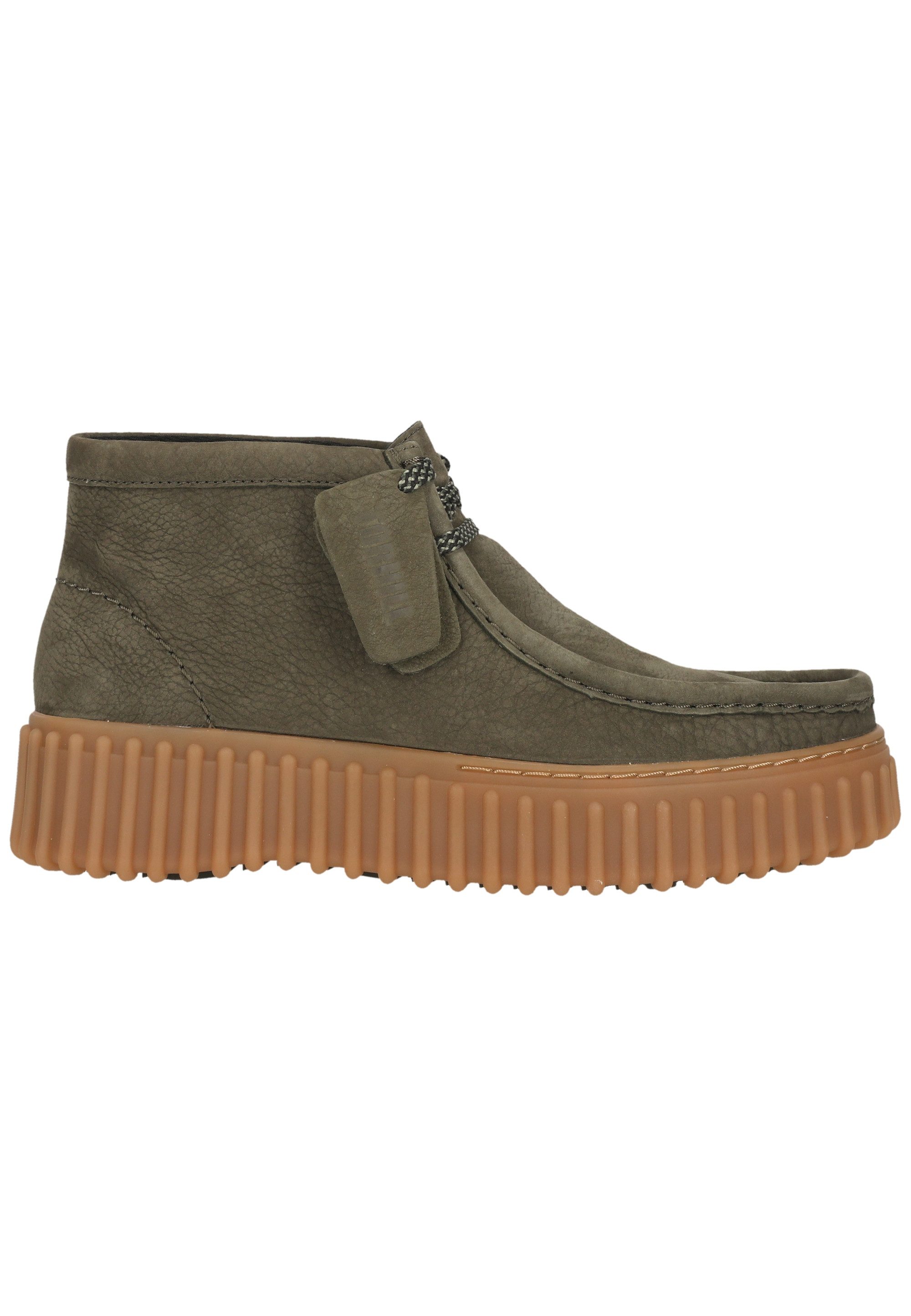Clarks Torhill Moss Dark Green Nub Schnürschuh mit charakteristischer, gerippter Sohle