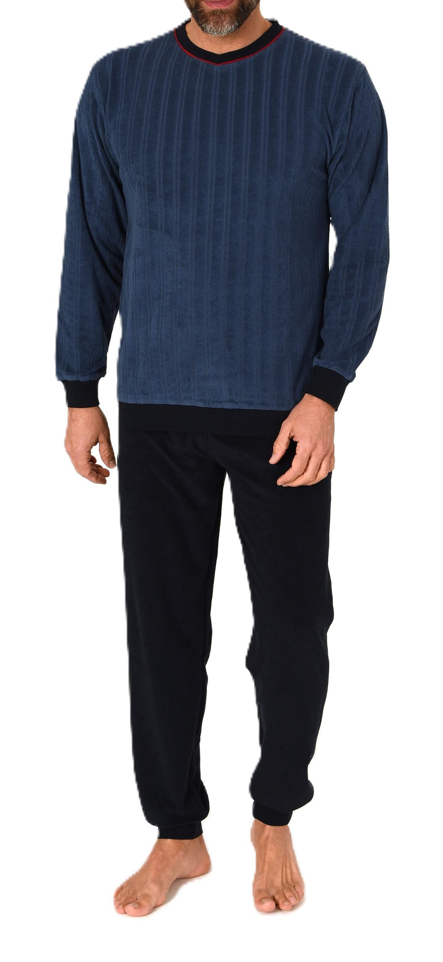 Normann Pyjama Normann Herren Frottee Schlafanzug mit Bündchen – auch in Übergröße