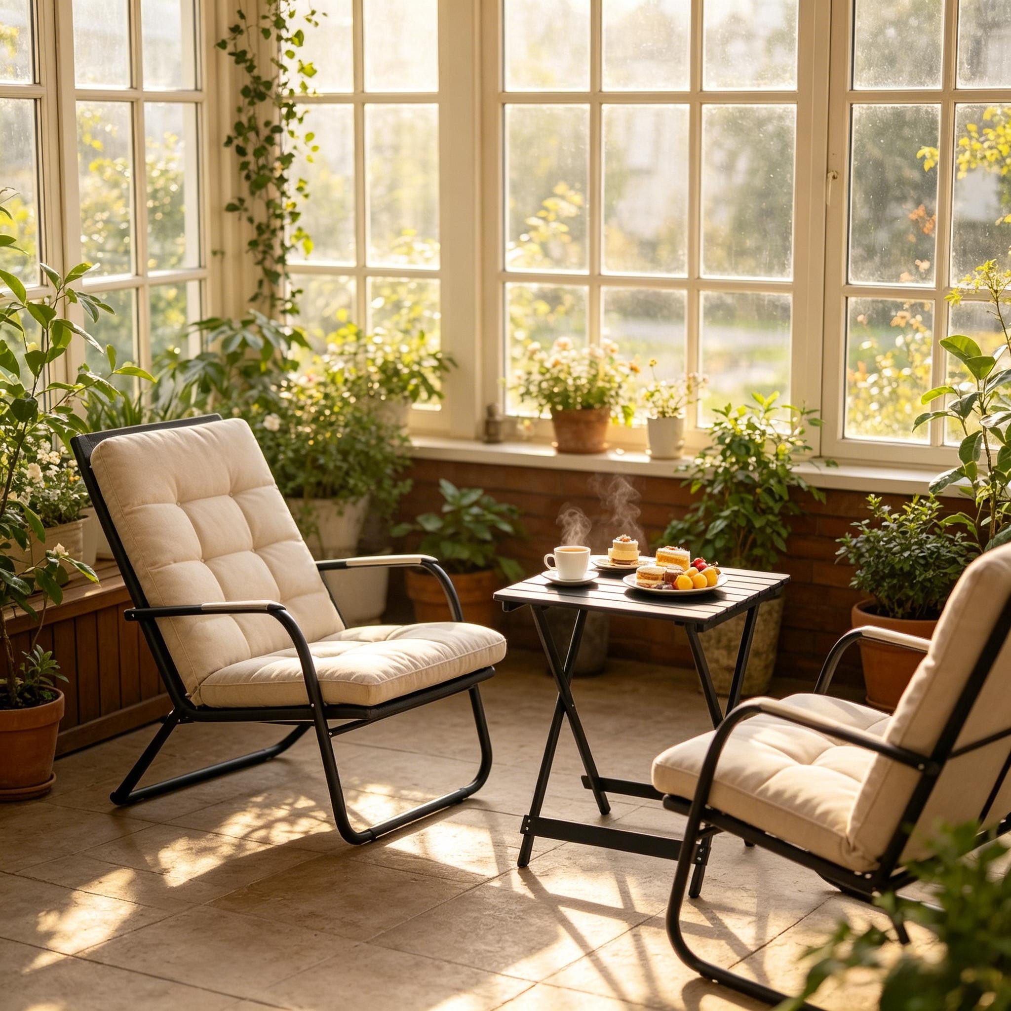 CHICFURN Gartentisch Außen Seitentisch, Balkontisch (Packung, 1-St., Klappbarer Tisch für Außenbereiche), 47 × 50,5 × 59,5 cm, Schwarz