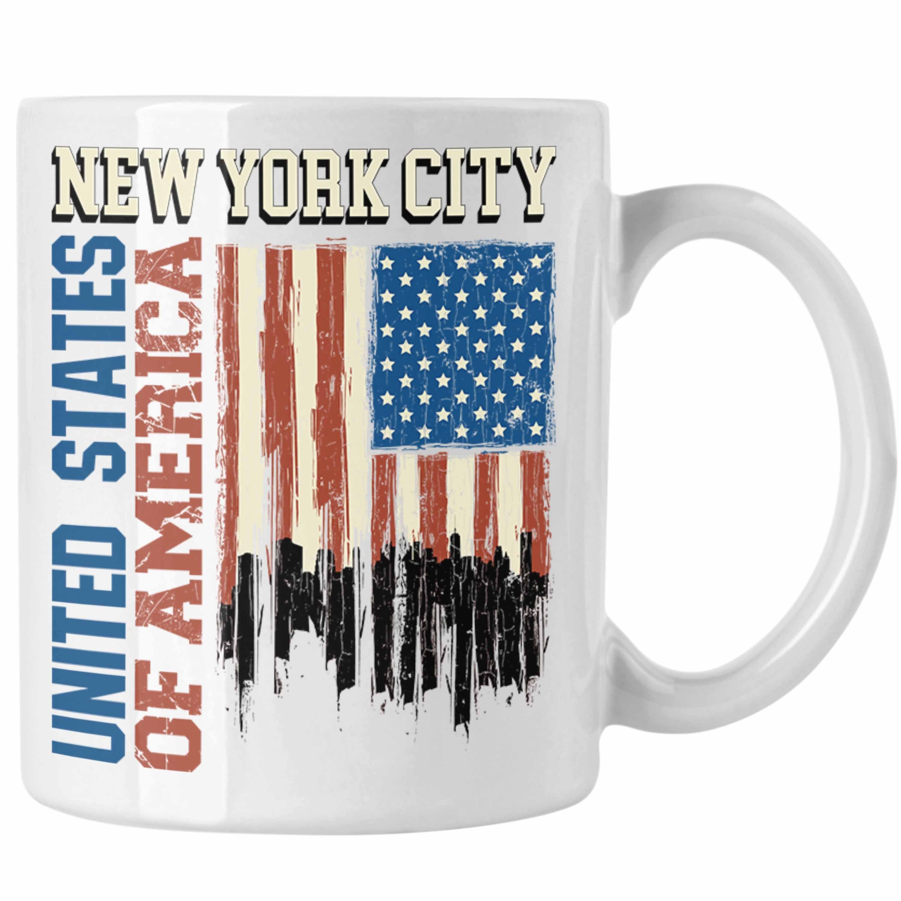 Trendation Tasse New York Tasse Urlaub Trip Überraschung USA Reise Geschenk America Weiss