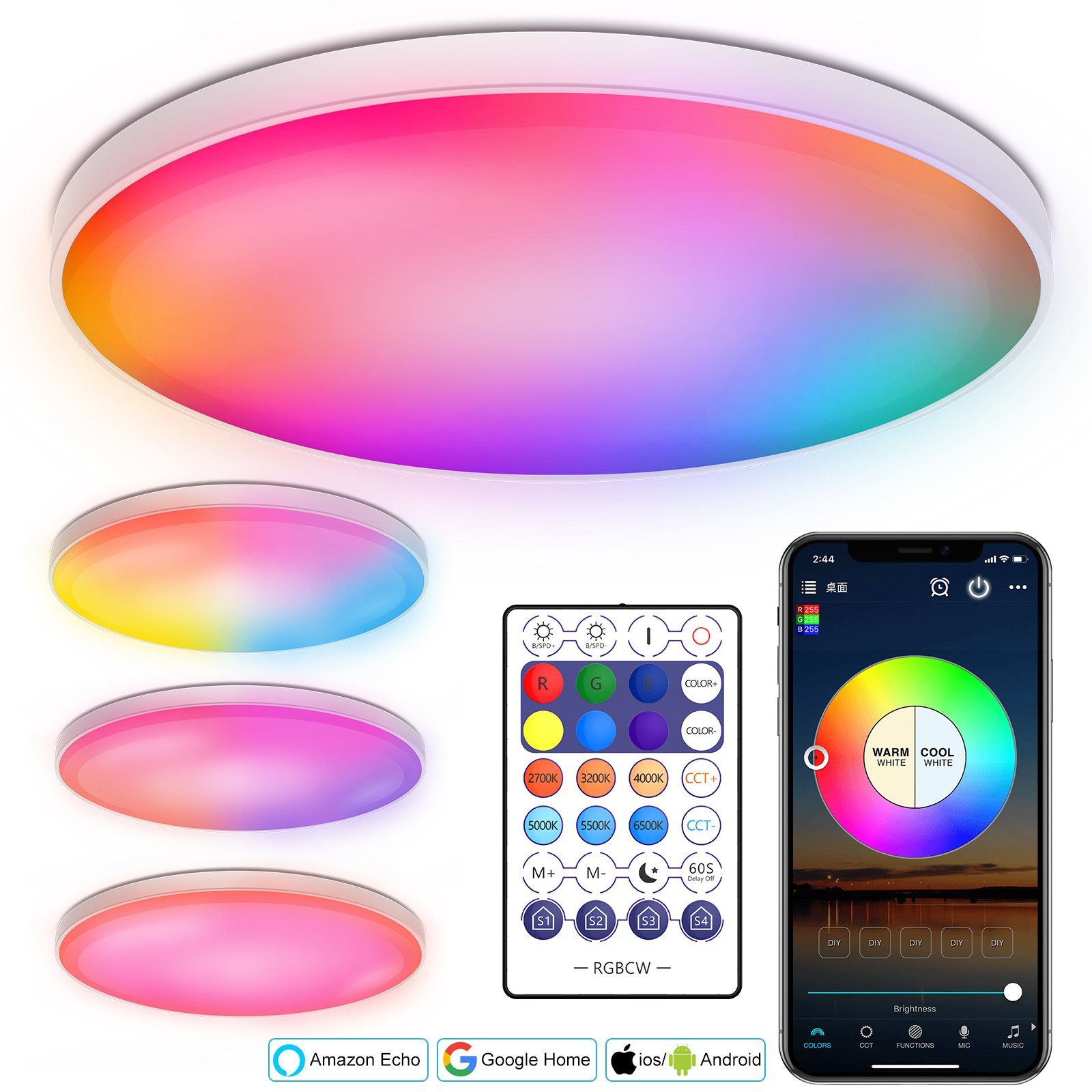 MUPOO LED Deckenleuchte »Smart LED Deckenlampe Farbwechsel, 30W  Deckenleuchte, Dimmbare«, WiFi Bluetooth,mit Alexa Google Home IFTTT
