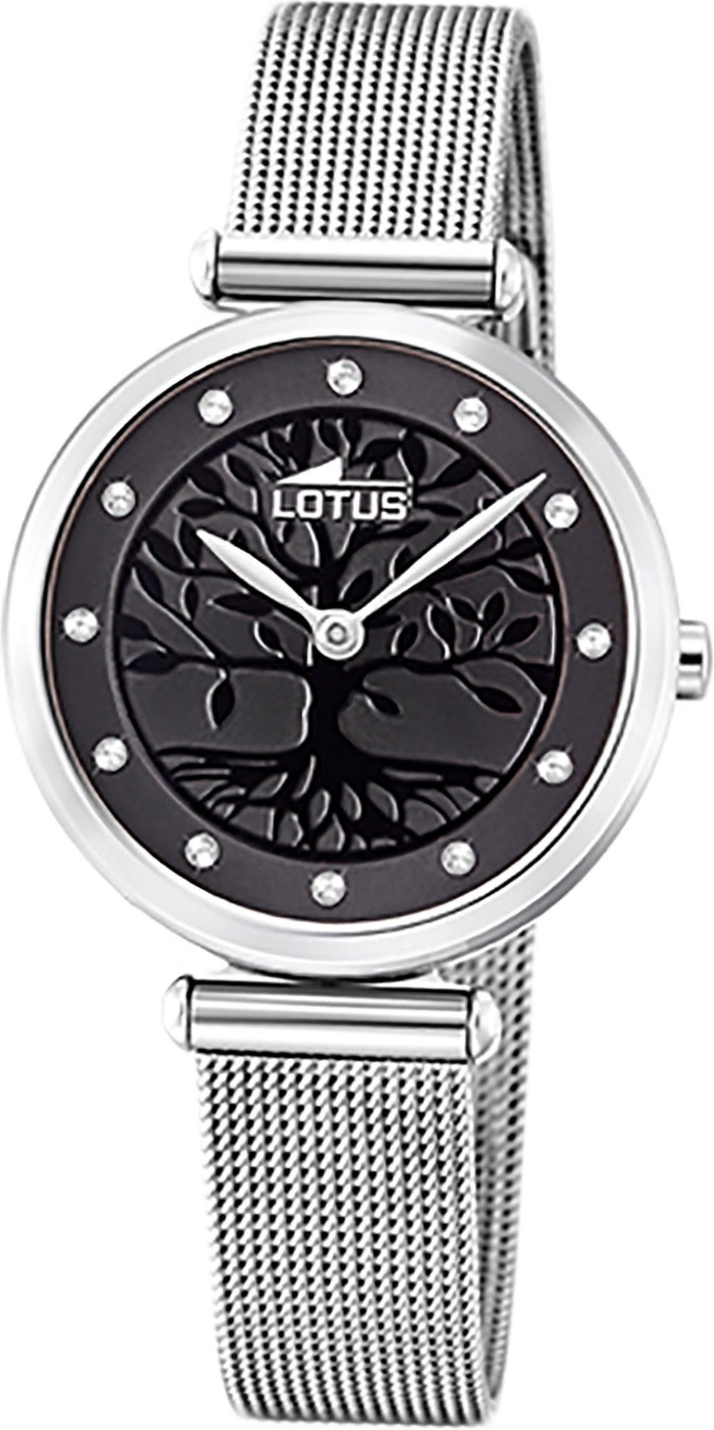 Lotus Quarzuhr LOTUS Edelstahl Damen Uhr 18708/3, Damenuhr mit Edelstahlarmband, rundes Gehäuse, klein (ca. 29mm), Fashi