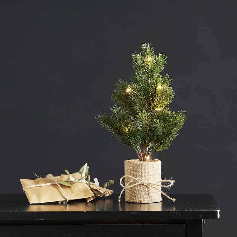 STAR TRADING LED Baum »LED Tischbaum Tischdeko 8 warmweiße LED 35cm Weihnachtsdeko Timer Batterie grün«