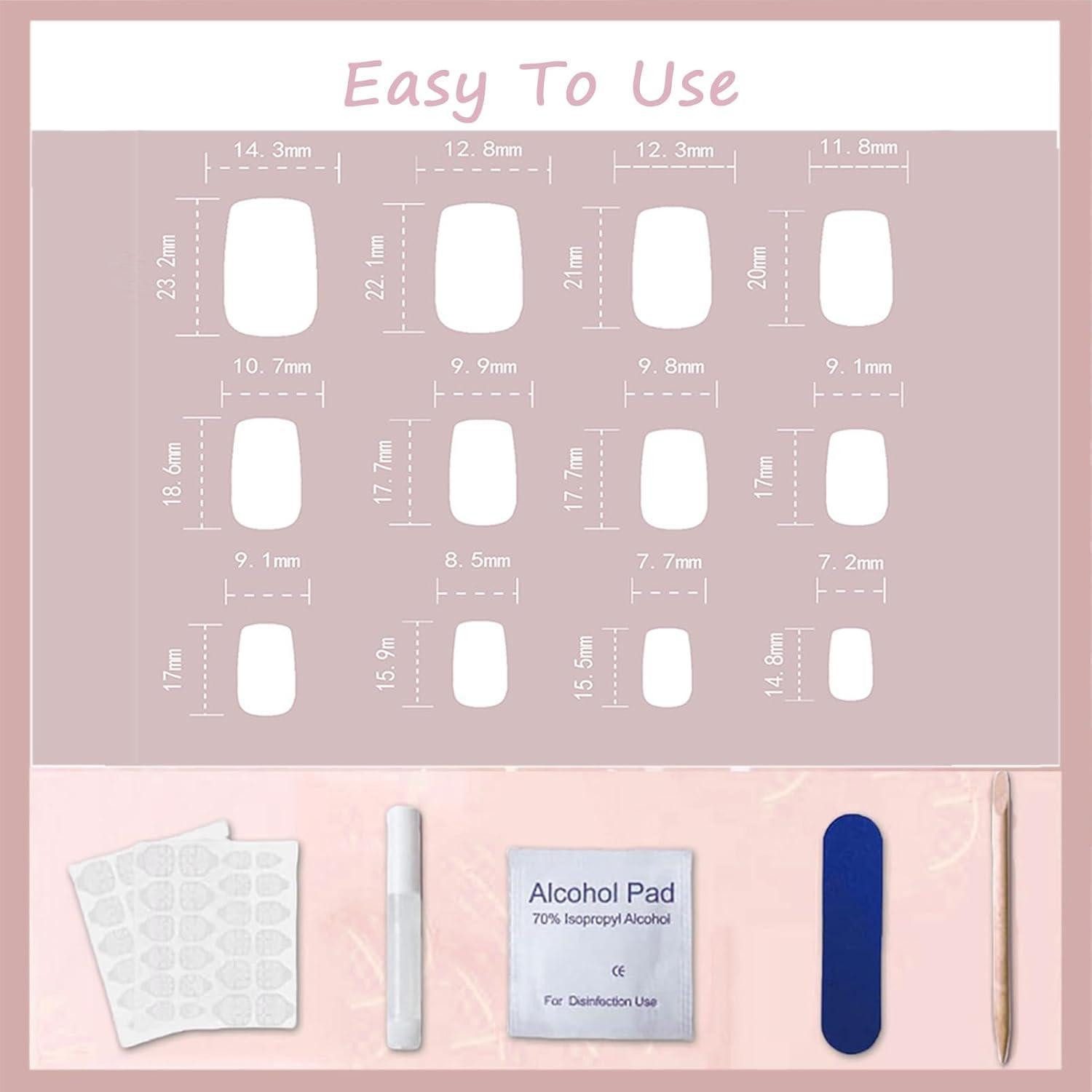 LuxusKollektion Kunstfingernägel Falsche Nägel Press On Full Cover Tips Weiß French Bow 1 ml (1er Pack) – Bild 5 von 5