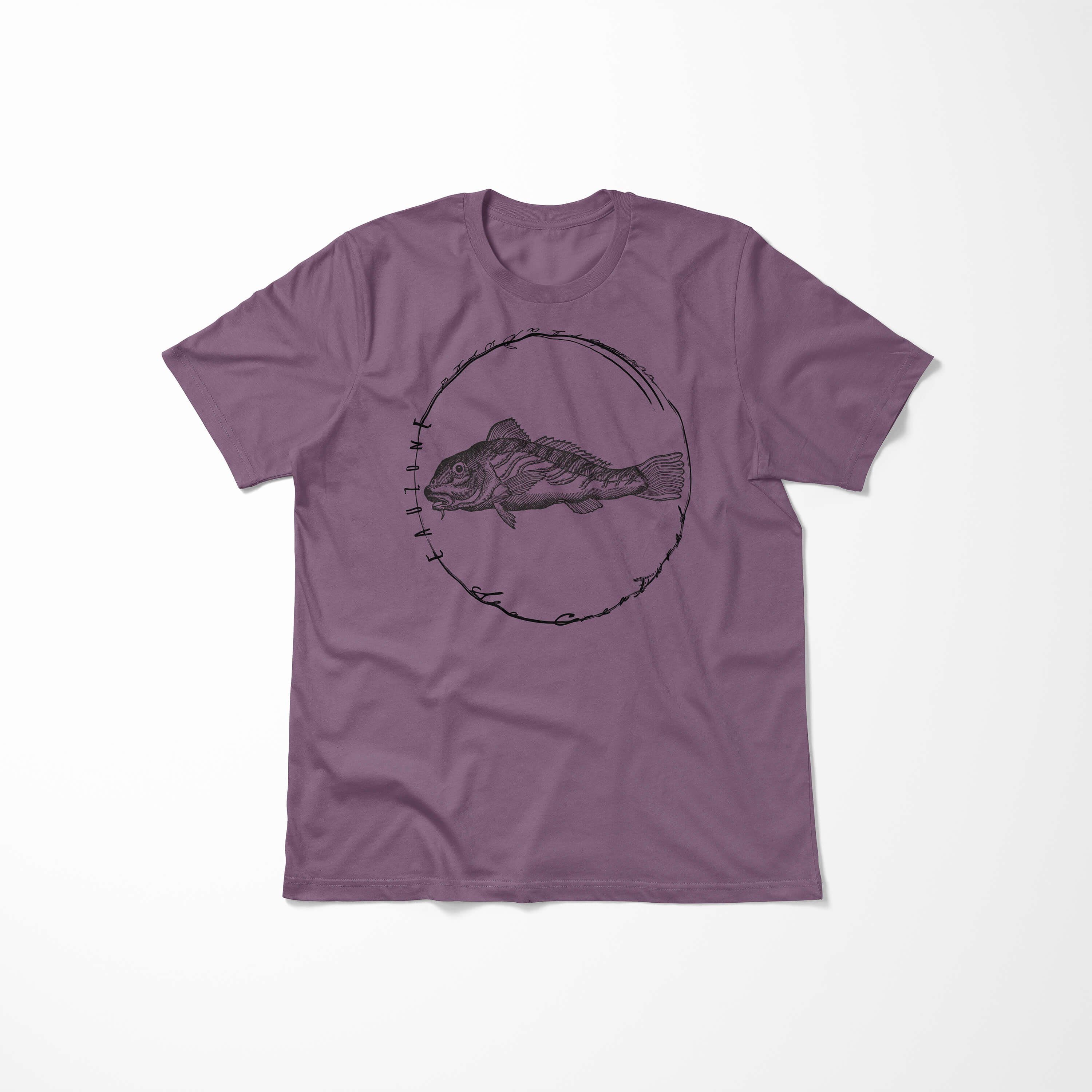 Sinus Art T-Shirt T-Shirt - sportlicher Schnitt Fische Serie: Shiraz Tiefsee Struktur und Creatures, / 066 Sea Sea feine